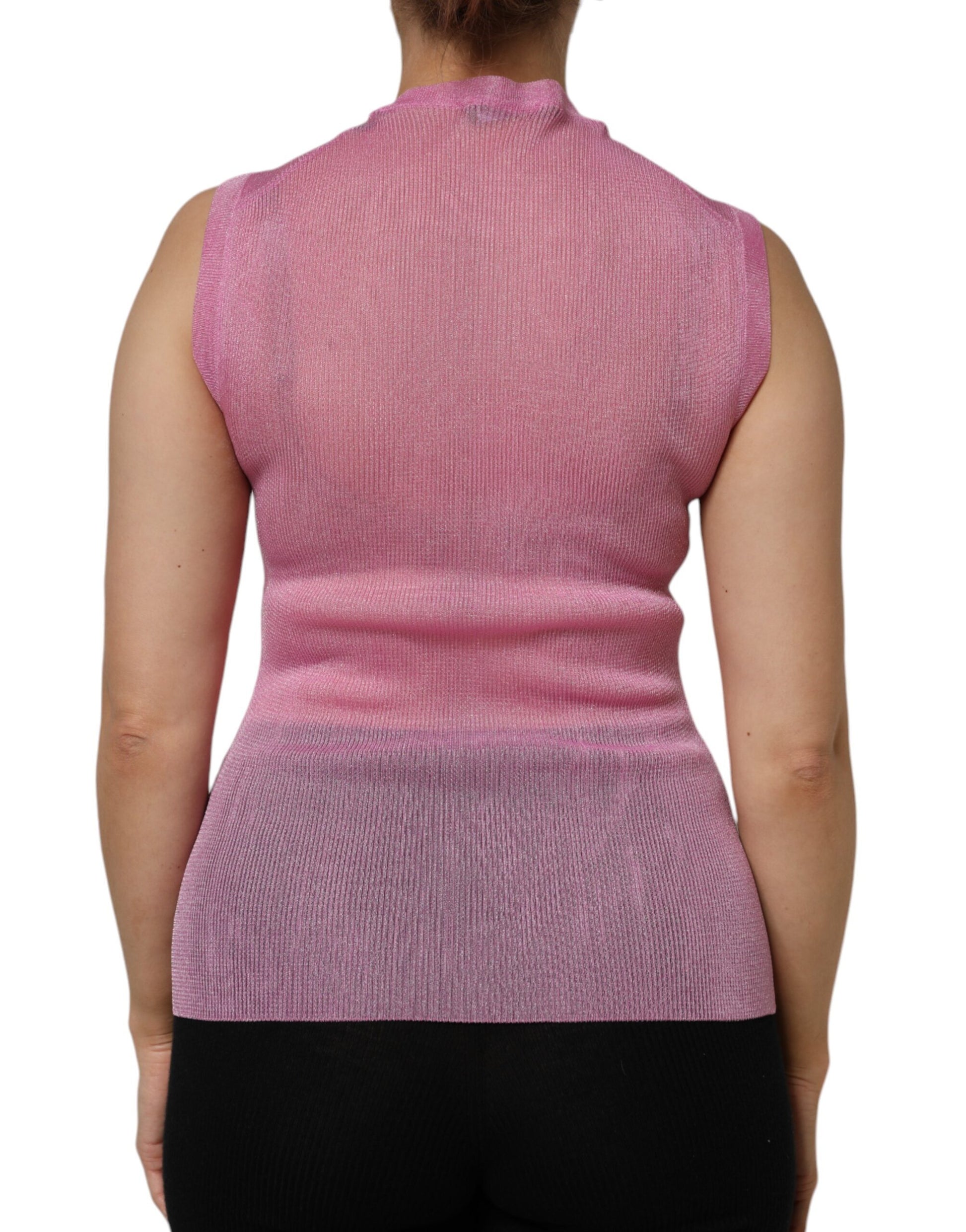 Dolce & Gabbana Pink Sleeveless T-Shirt for Women side view
