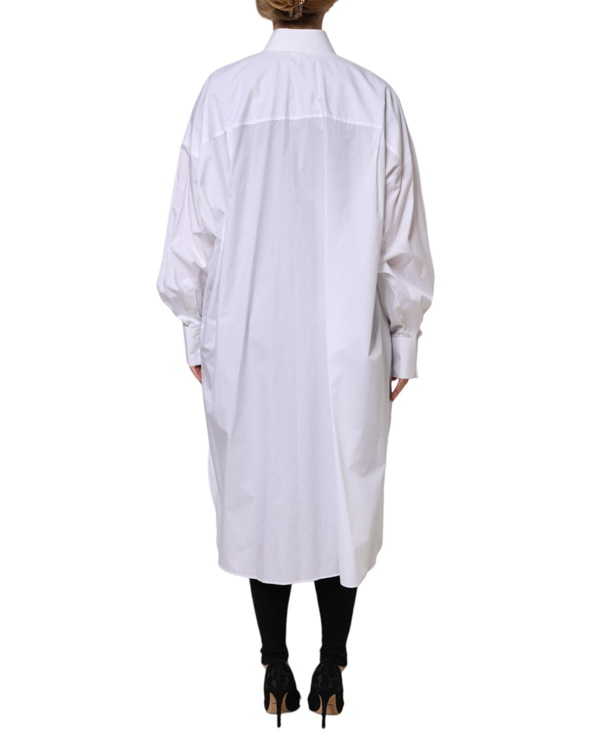 Haut à manches longues Dolce & Gabbana en coton blanc avec col