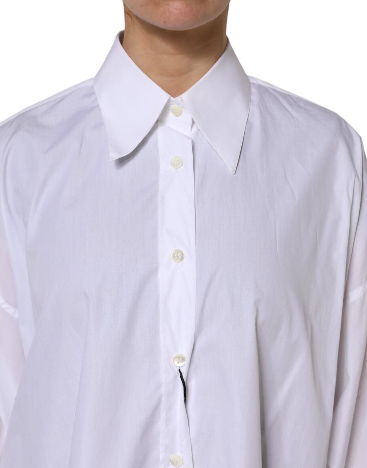 Haut à manches longues Dolce & Gabbana en coton blanc avec col