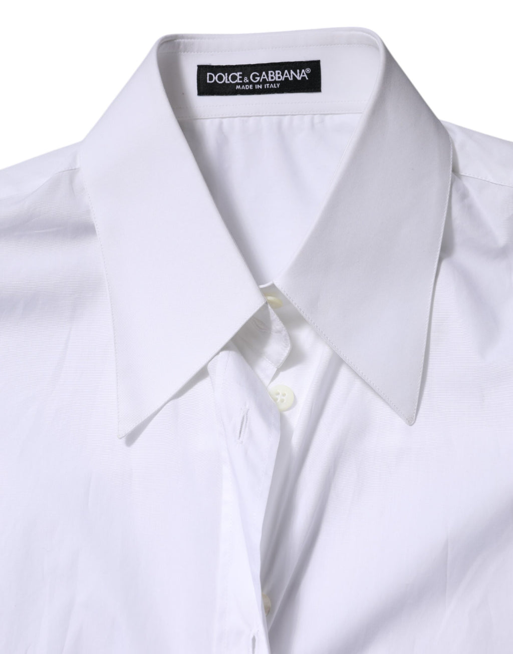 Haut à manches longues Dolce & Gabbana en coton blanc avec col