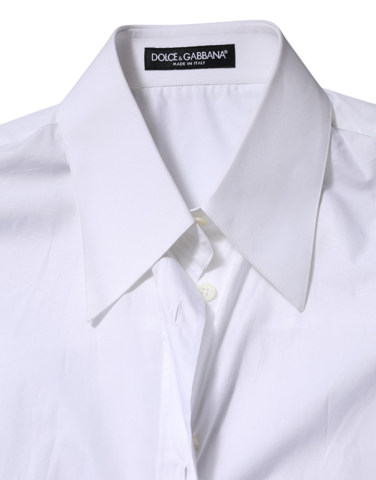 Haut à manches longues Dolce & Gabbana en coton blanc avec col