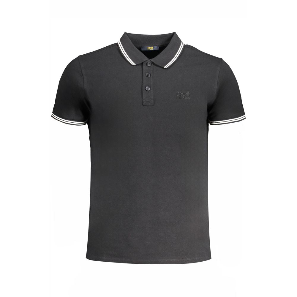 Cavalli Class Nero Baumwoll Herren Polohemd
