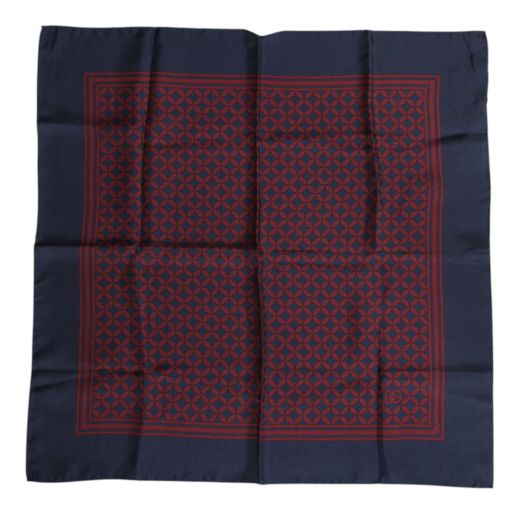 Dolce & Gabbana Red Blue Printed Silk Square Men Foulard Scarf