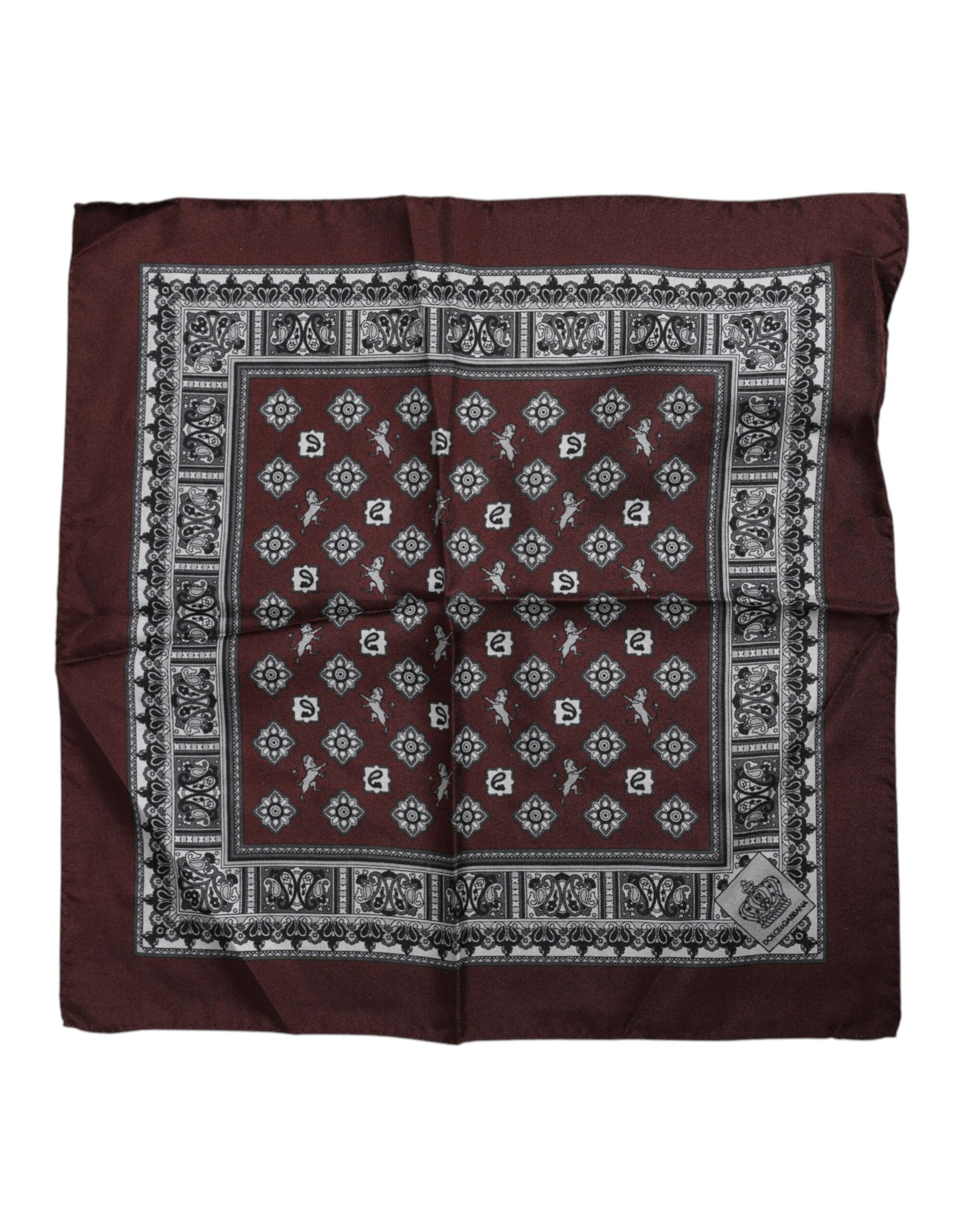 Dolce & Gabbana Bordeaux Bandana Silk Square Handkerchief Scarf