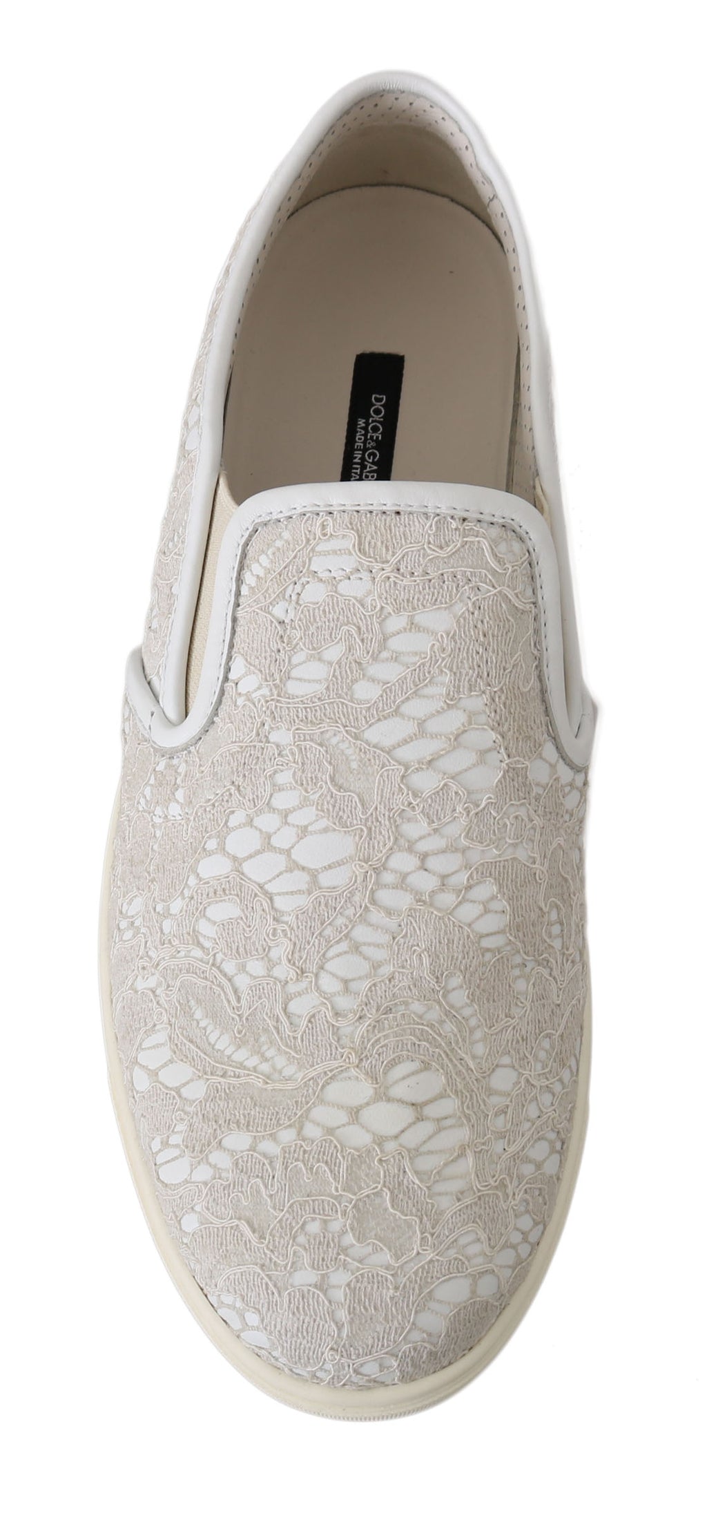 Dolce & Gabbana White Slip On Loafers for Women side view