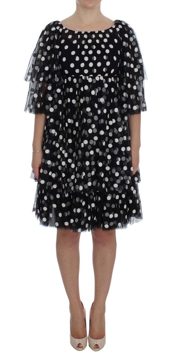Robe à volants Dolce & Gabbana noire à pois blancs
