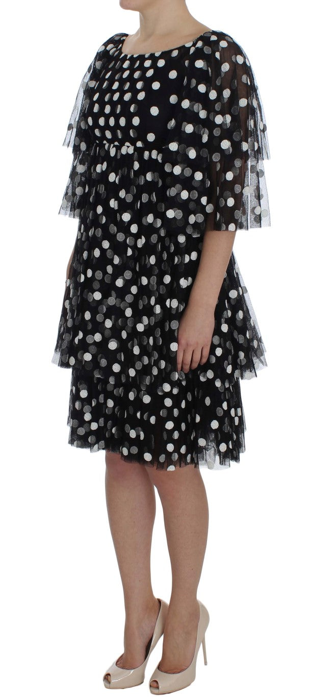 Robe à volants Dolce & Gabbana noire à pois blancs