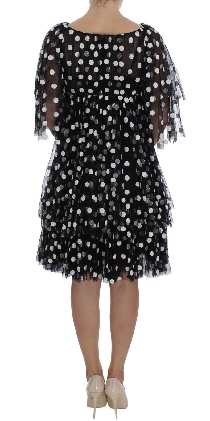 Robe à volants Dolce & Gabbana noire à pois blancs