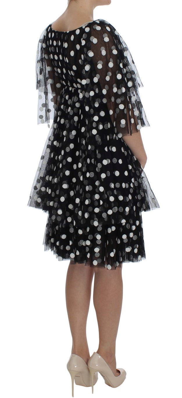 Robe à volants Dolce & Gabbana noire à pois blancs