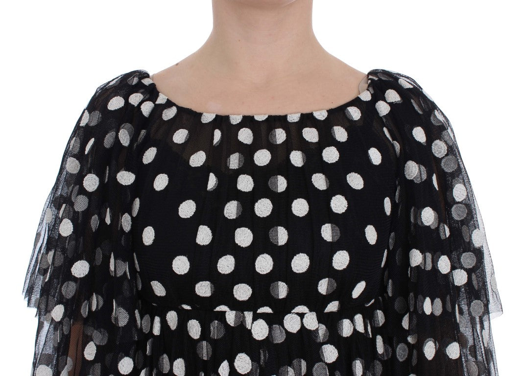 Robe à volants Dolce & Gabbana noire à pois blancs