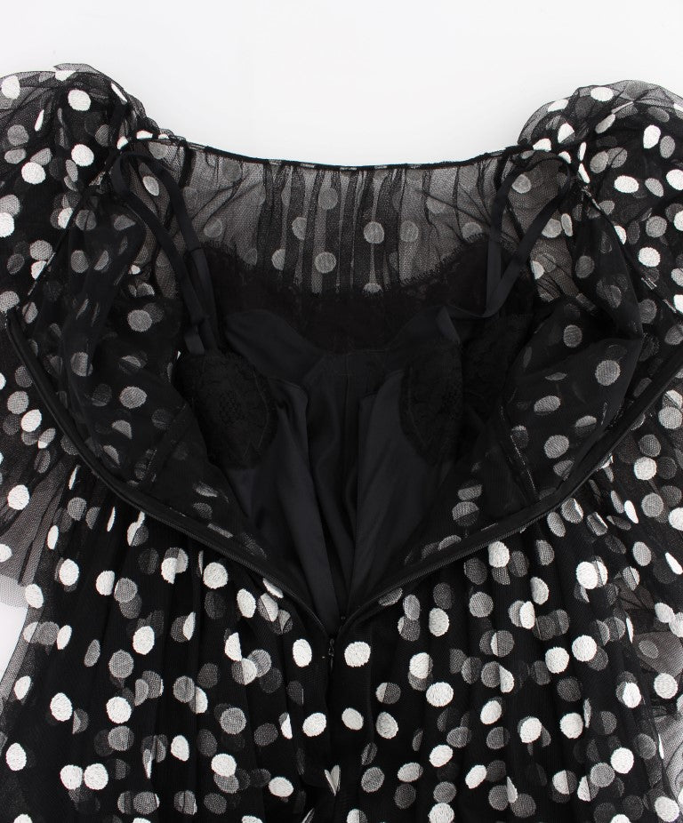 Robe à volants Dolce & Gabbana noire à pois blancs