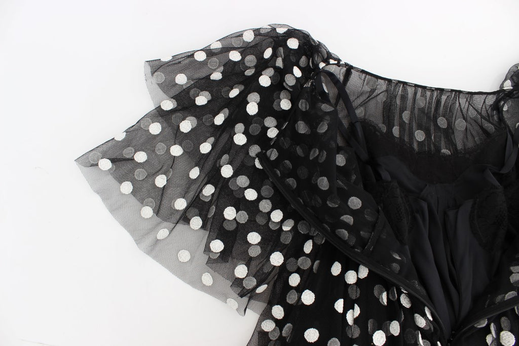 Robe à volants Dolce & Gabbana noire à pois blancs