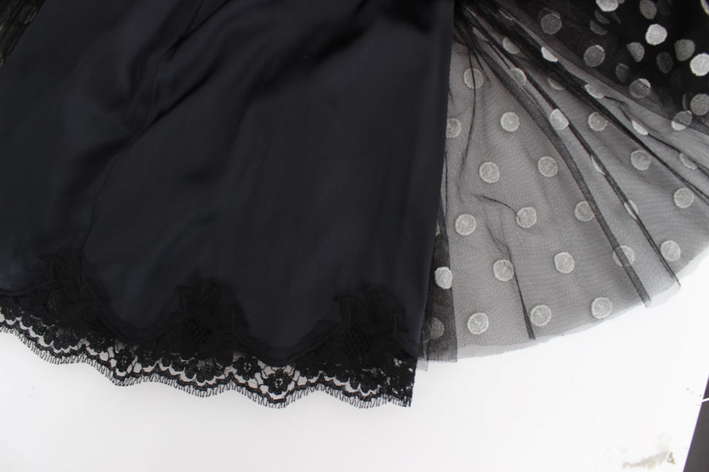 Robe à volants Dolce & Gabbana noire à pois blancs