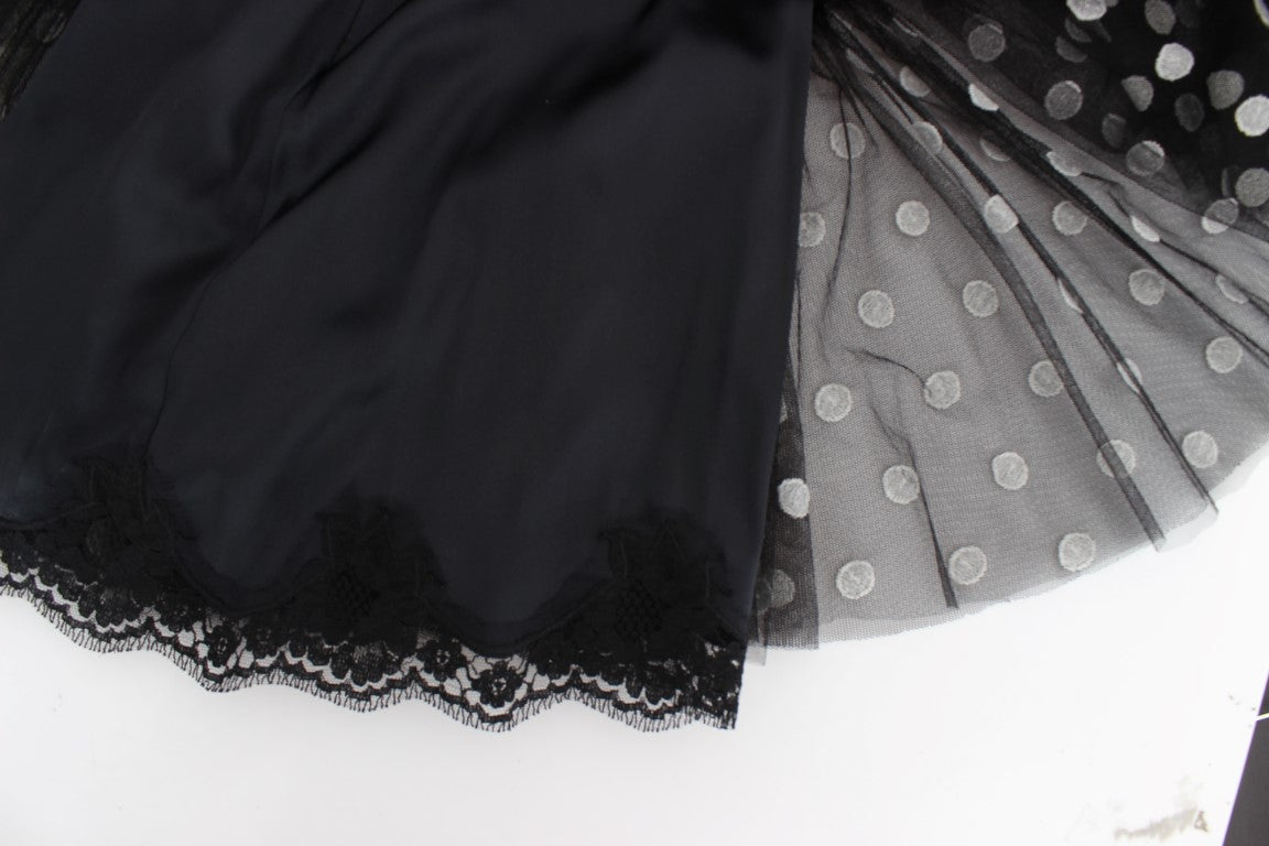 Robe à volants Dolce & Gabbana noire à pois blancs