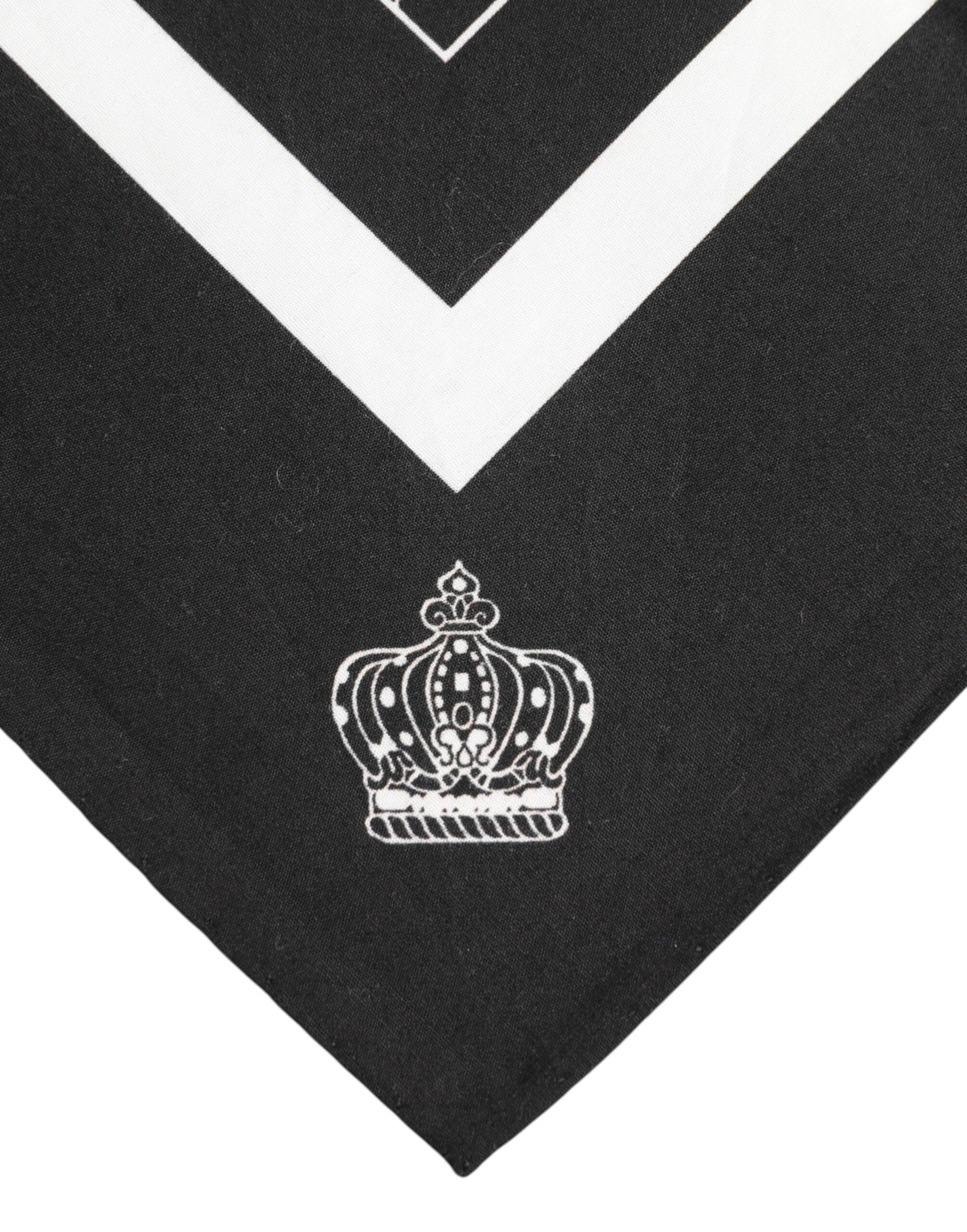 Dolce & Gabbana Black White Printed Square Men Foulard Scarf