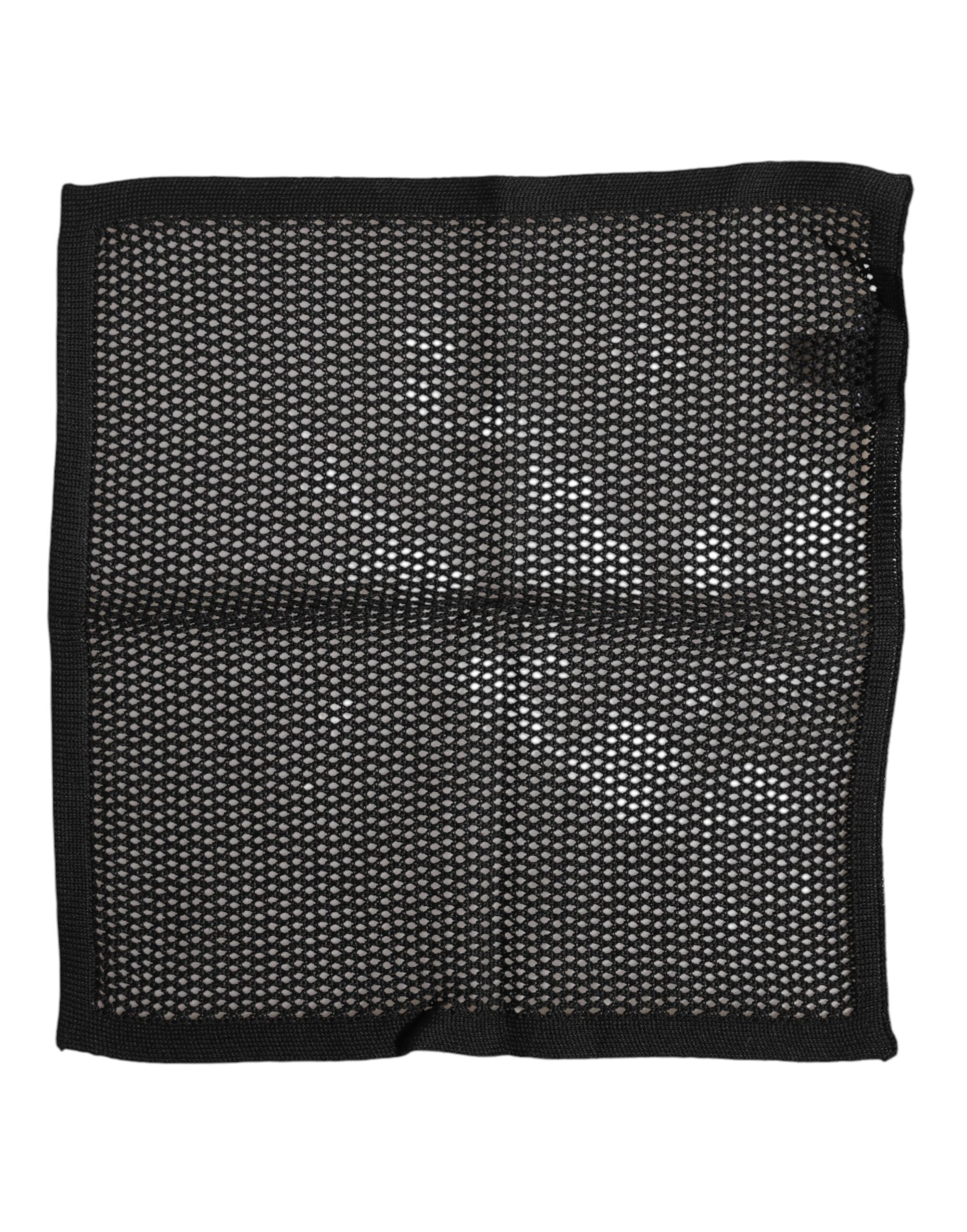 Dolce & Gabbana Black Patterned Cotton Square Foulard Scarf