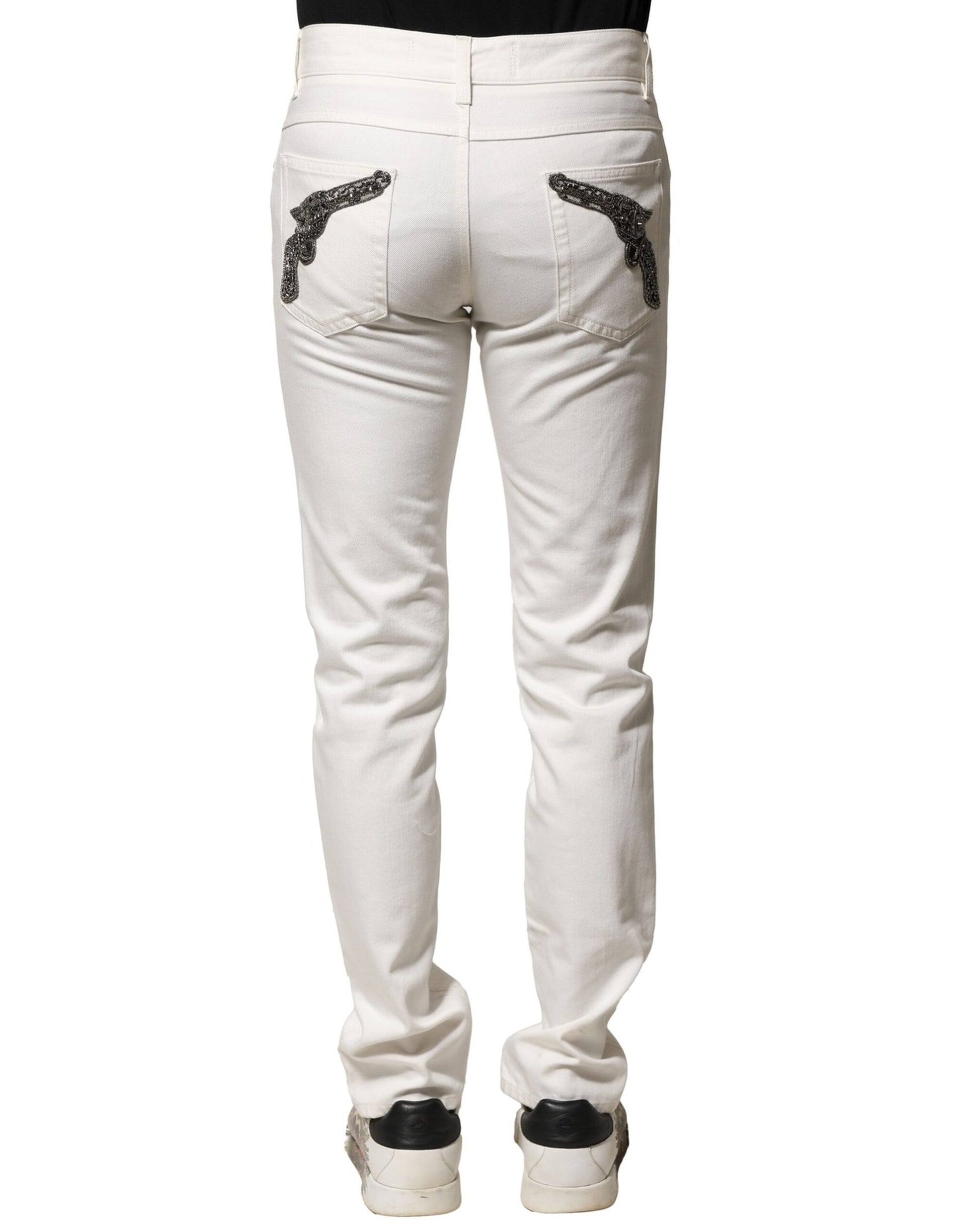 Dolce & Gabbana White Skinny Jeans for Men side view