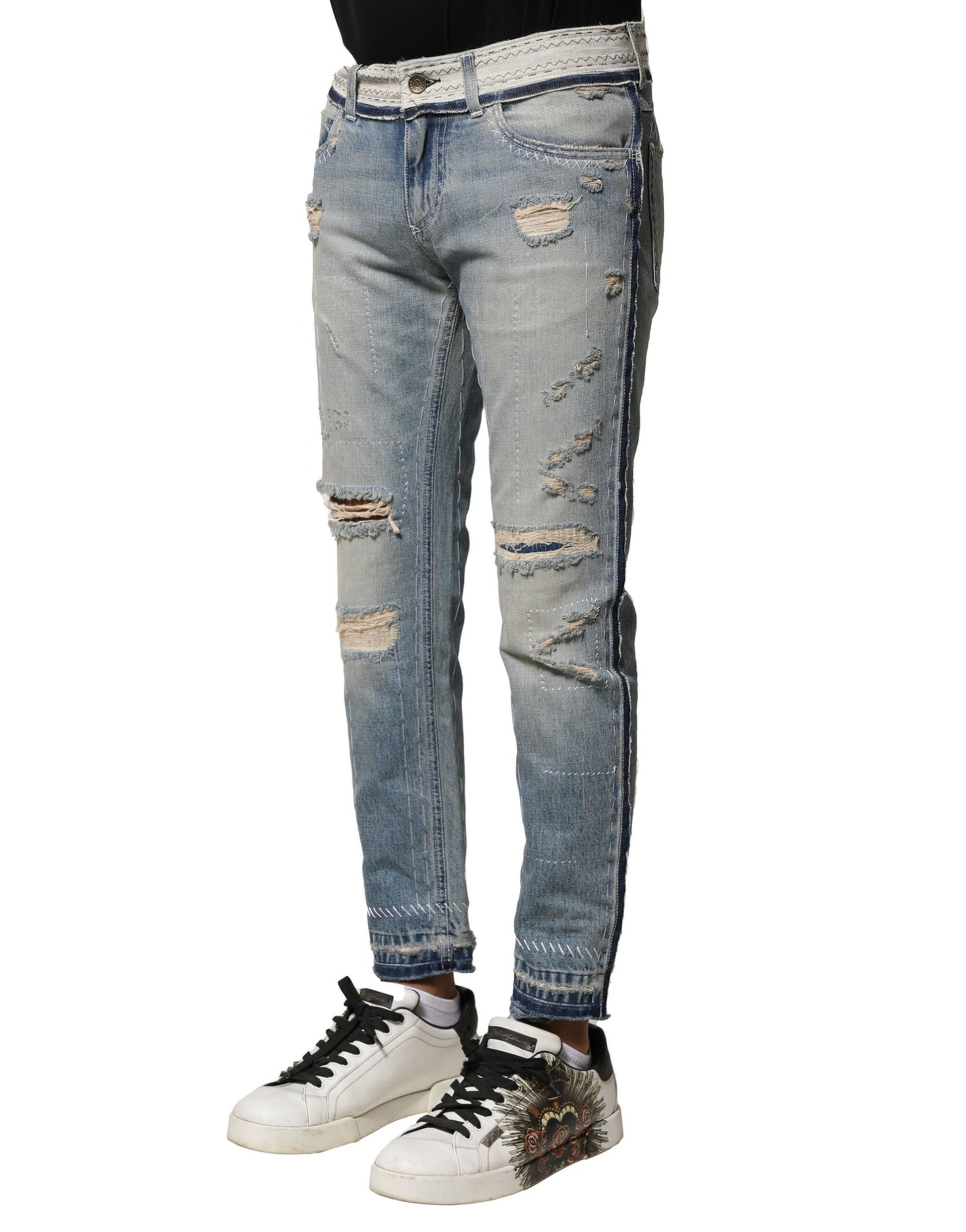 Dolce & Gabbana Blue Straight Leg Jeans for Men detail view