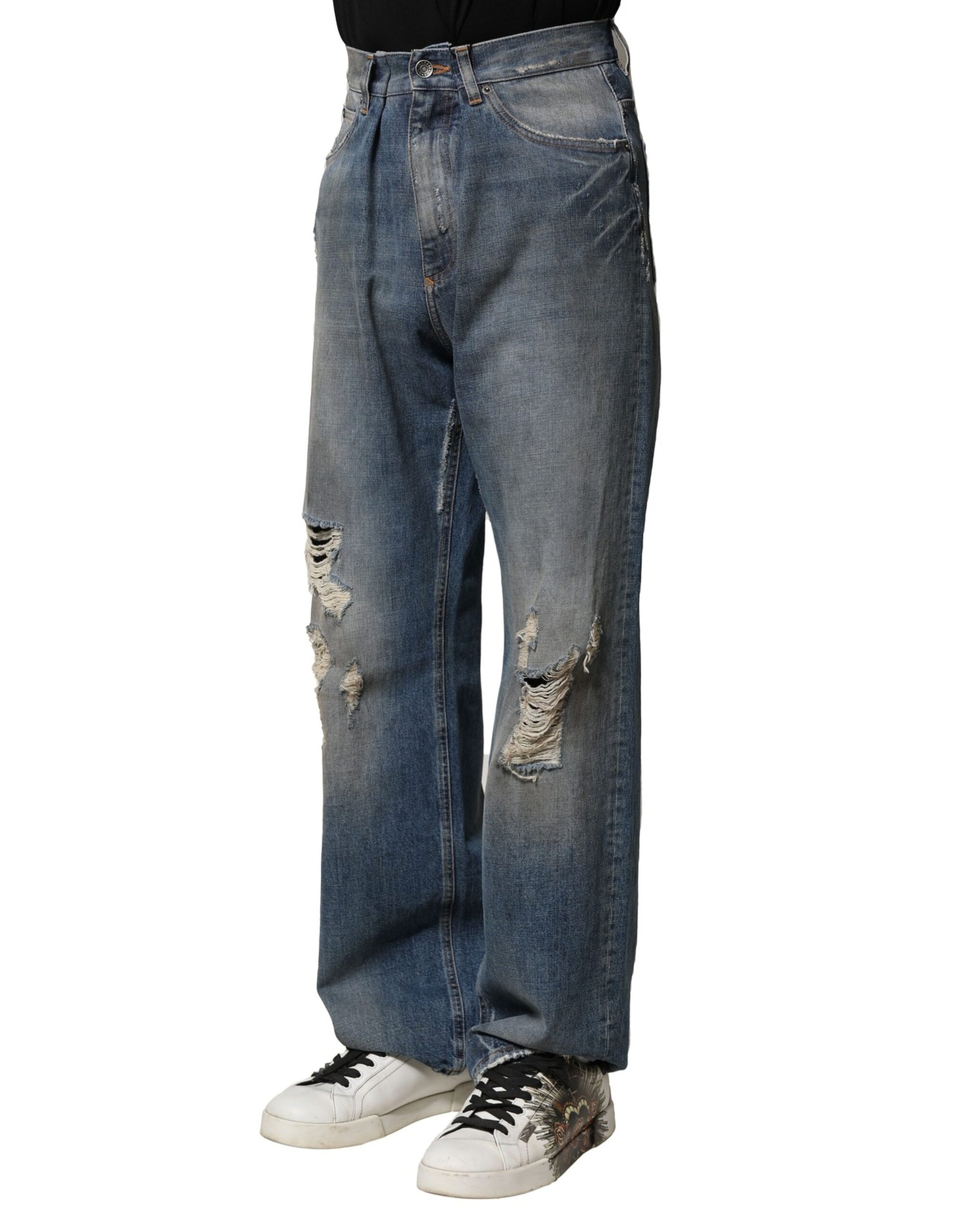 Dolce & Gabbana Blue Straight Leg Jeans for Men detail view