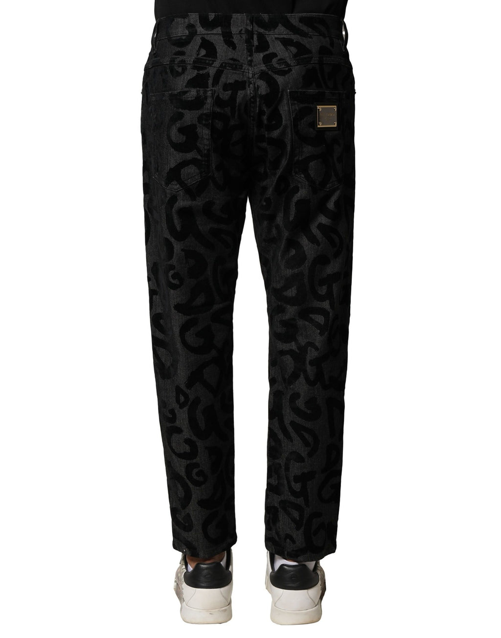 Dolce & Gabbana Gray Cotton DG Logo Straight Men Denim Jeans