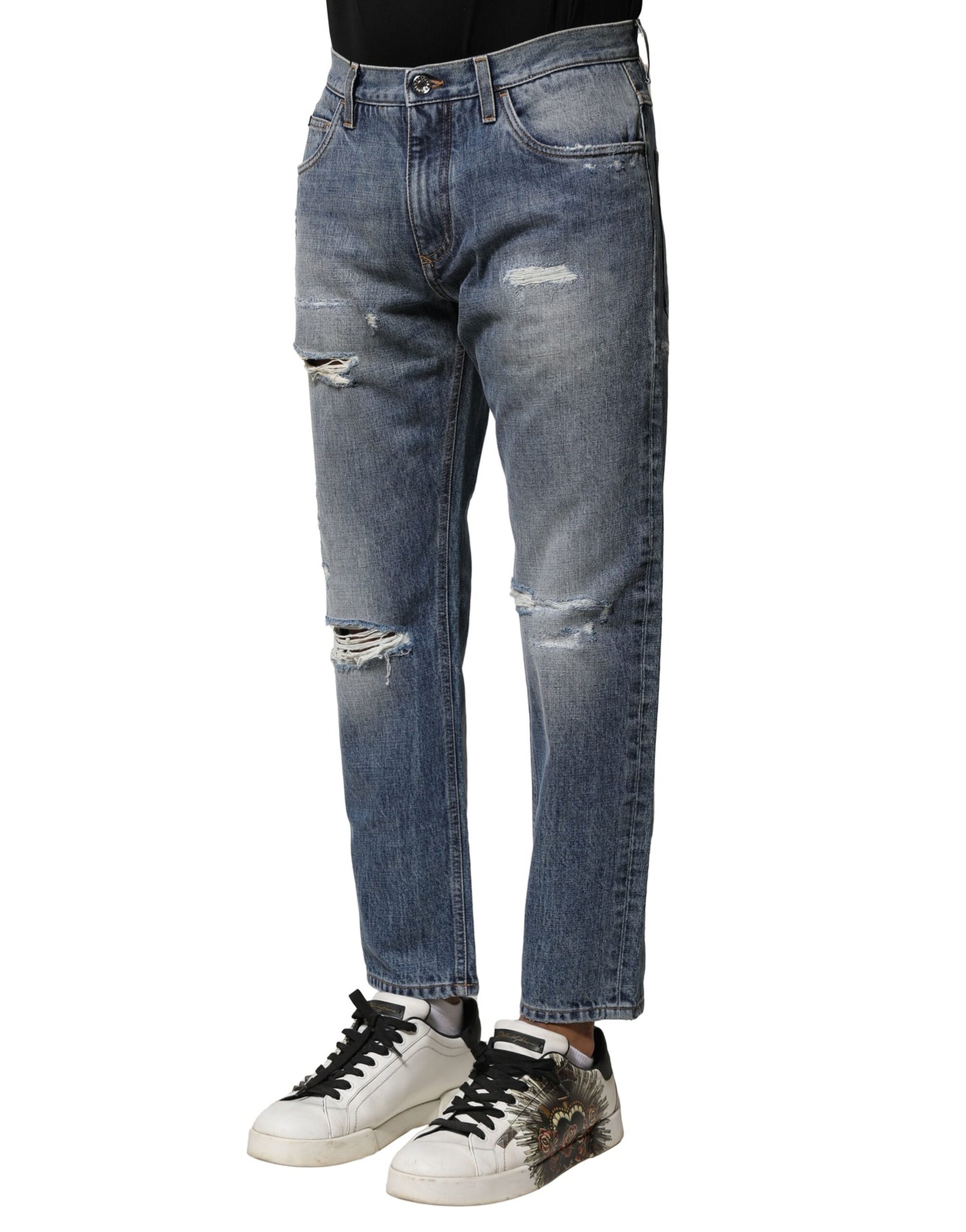 Dolce & Gabbana Blue Straight Leg Jeans for Men detail view