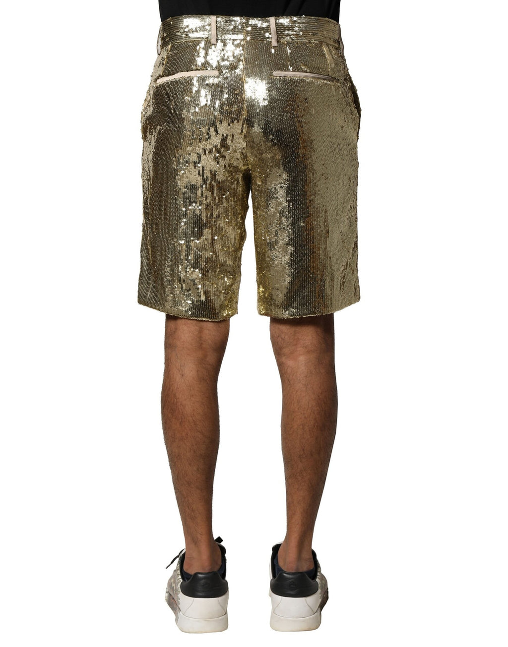 Shorts bermuda Dolce & Gabbana en polyester doré à sequins et ornements