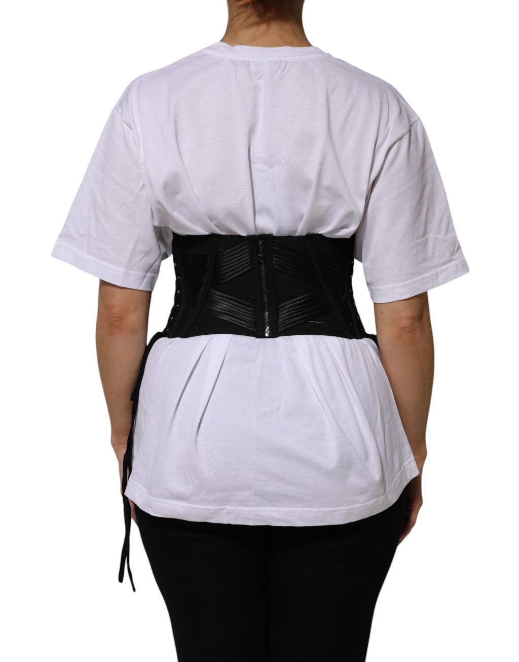 Ceinture corset Dolce & Gabbana en coton noir avec laçage à la taille