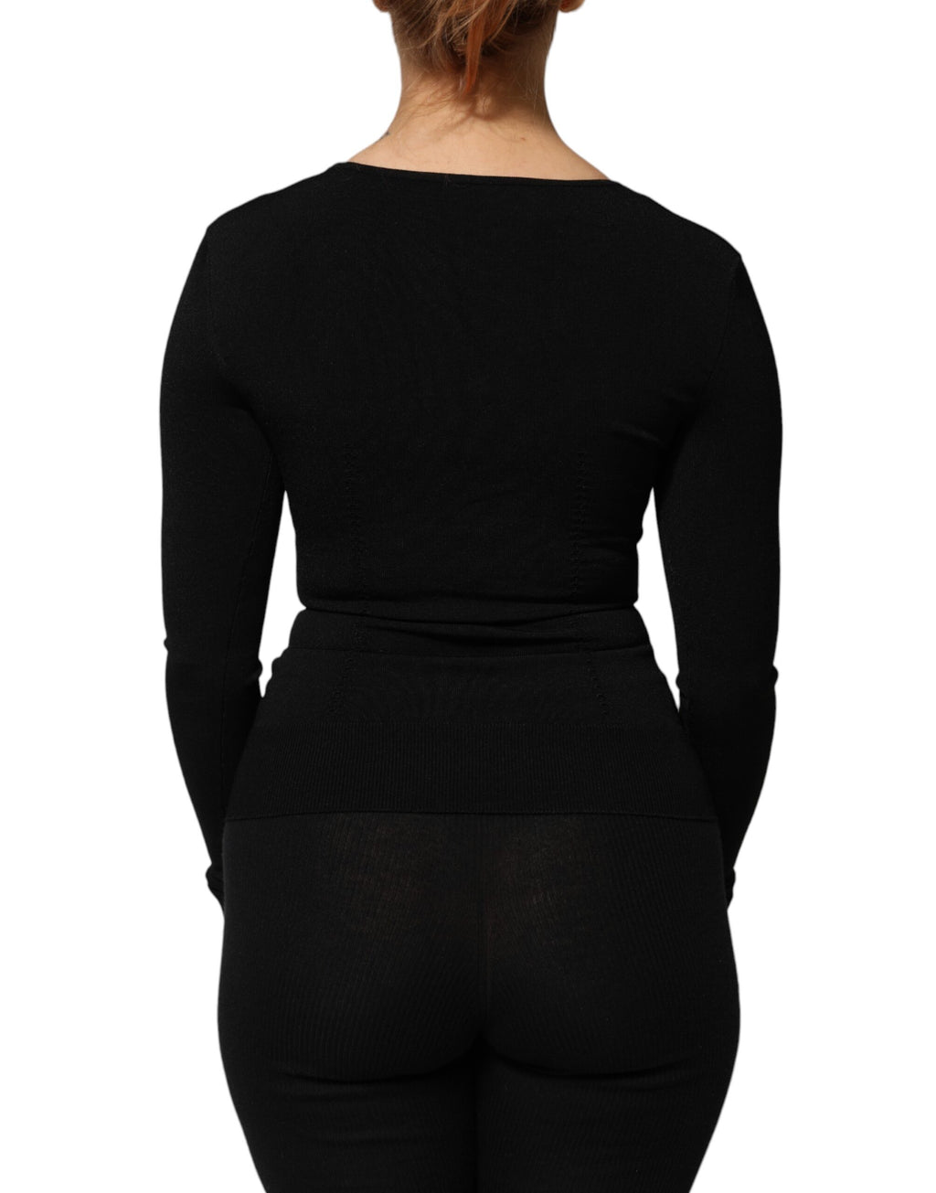 Dolce & Gabbana Black Long Sleeve T-Shirt for Women side view