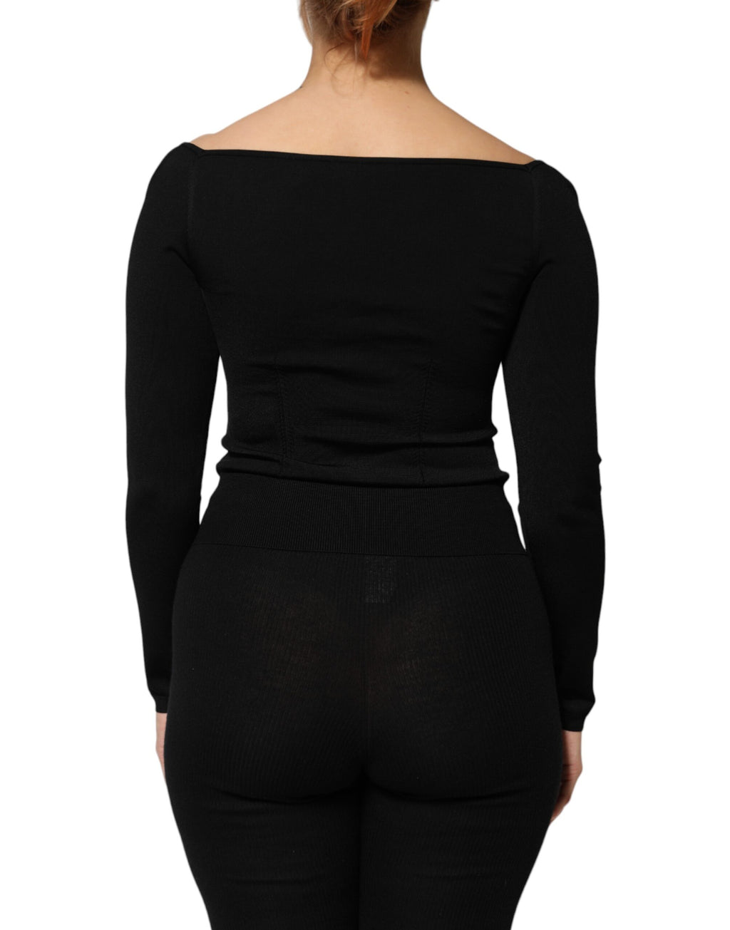 Dolce & Gabbana Black Long Sleeve T-Shirt for Women side view