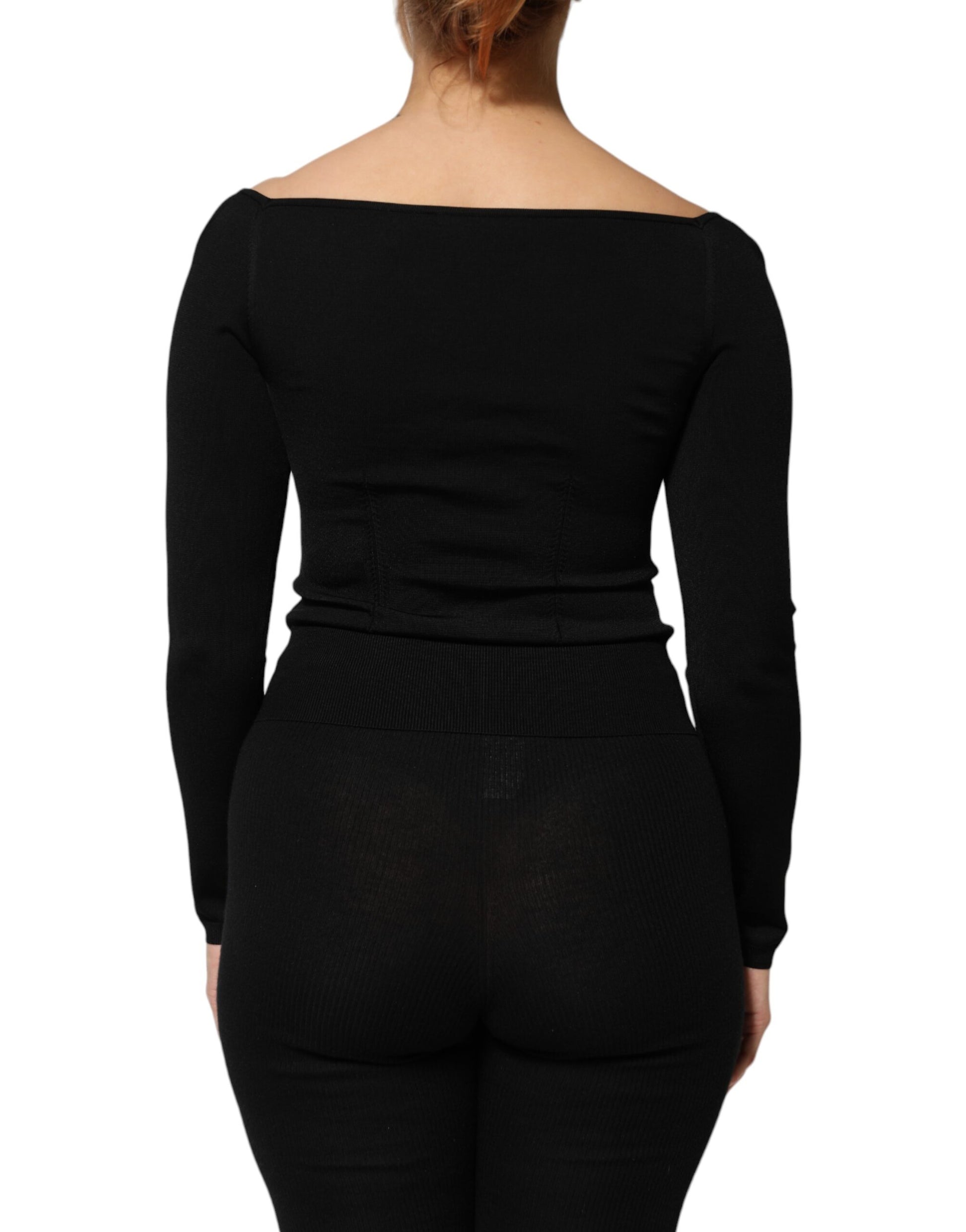 Dolce & Gabbana Black Long Sleeve T-Shirt for Women side view