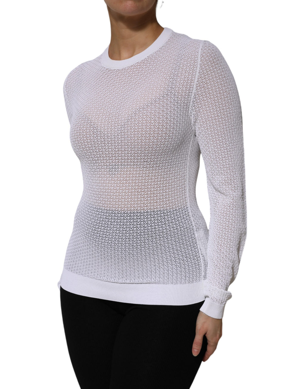 Dolce & Gabbana White Long Sleeve T-Shirt for Women detail view