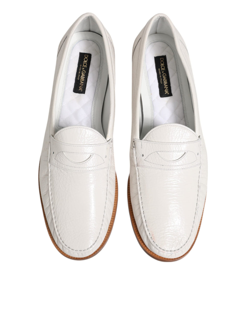 Dolce & Gabbana White Slip On Loafers for Men detail view