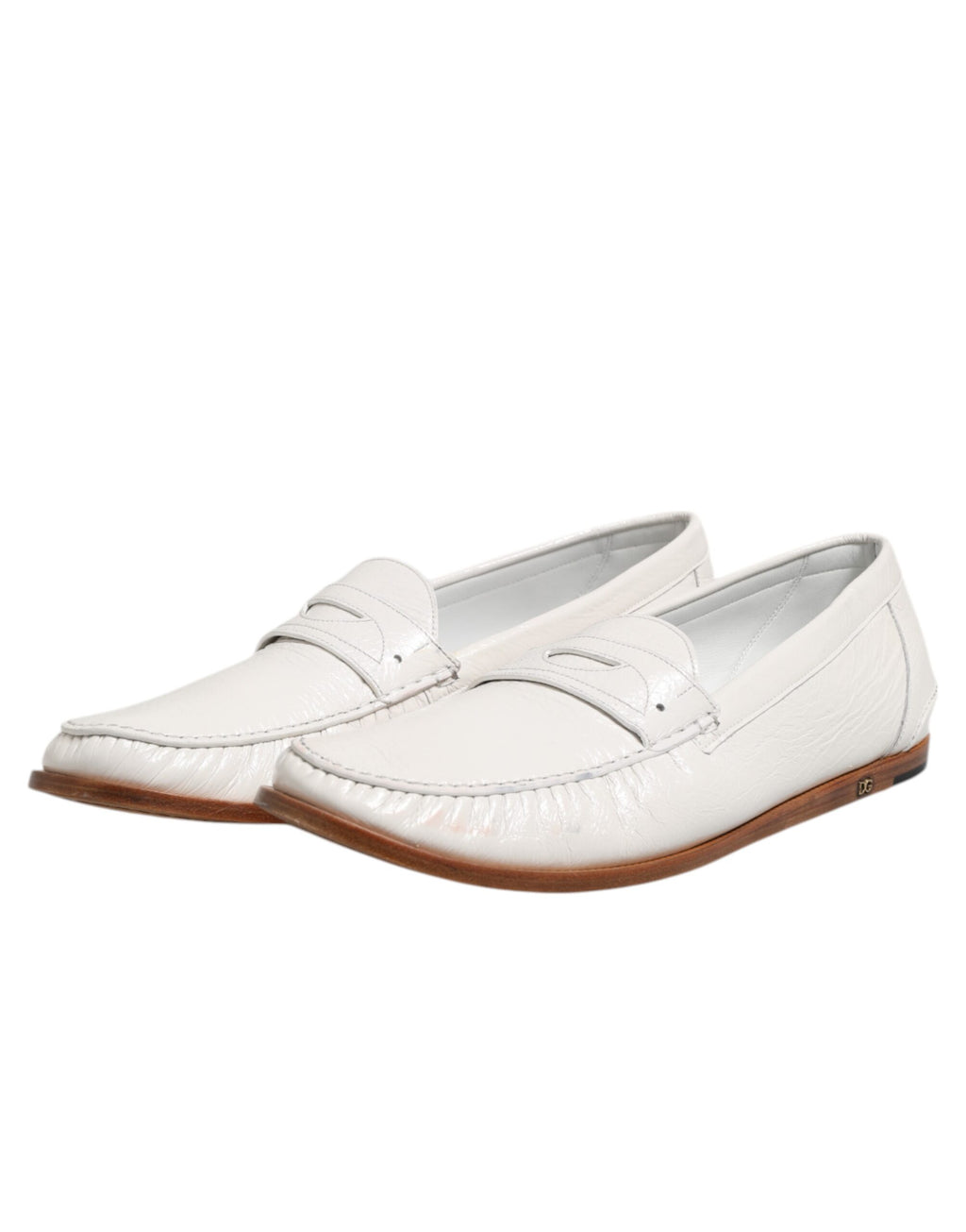 Dolce & Gabbana White Slip On Loafers for Men side view