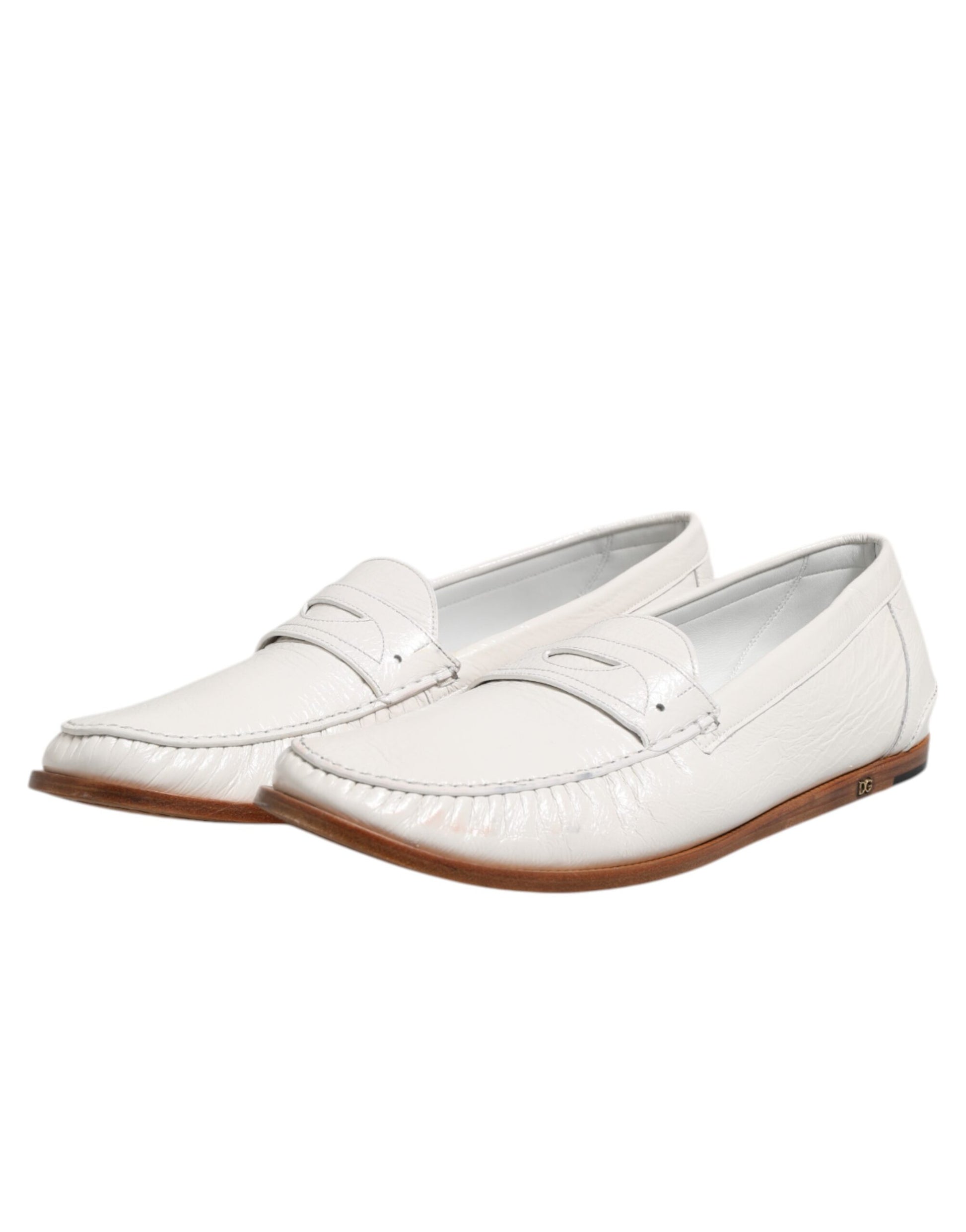 Dolce & Gabbana White Slip On Loafers for Men side view