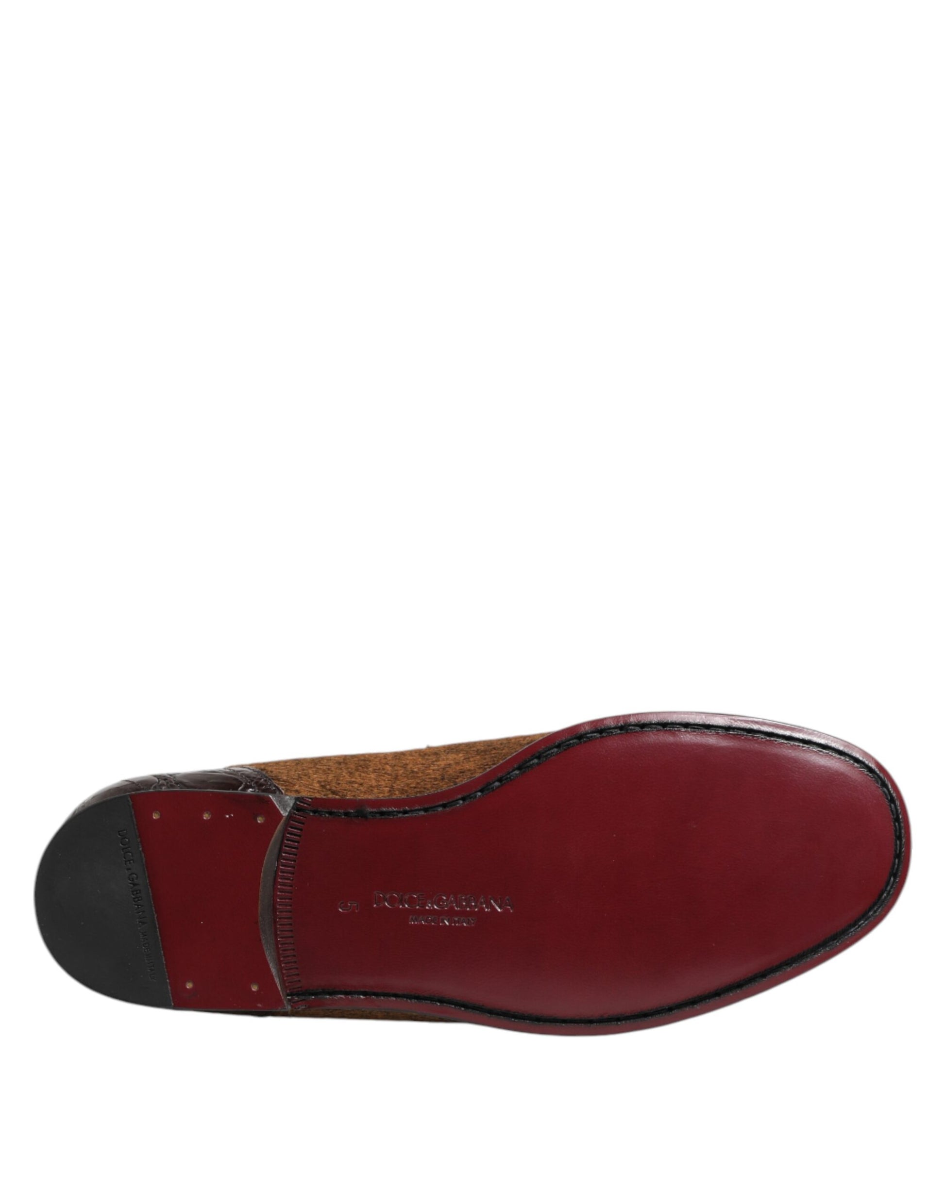 Dolce & Gabbana Brown Loafers Leather Slip On Men Dress Shoes