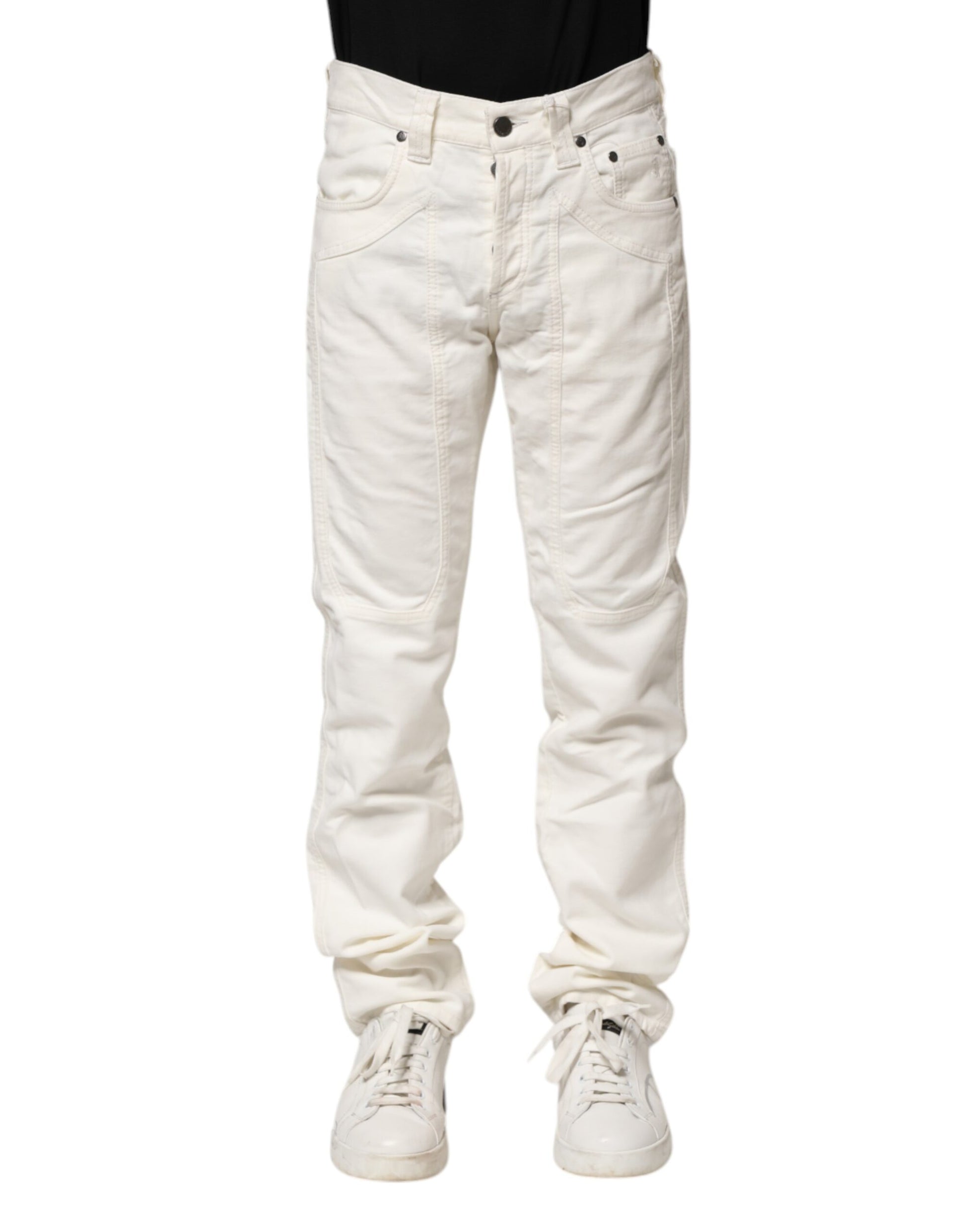Jeans droit homme Jeckerson en denim blanc de coton stretch