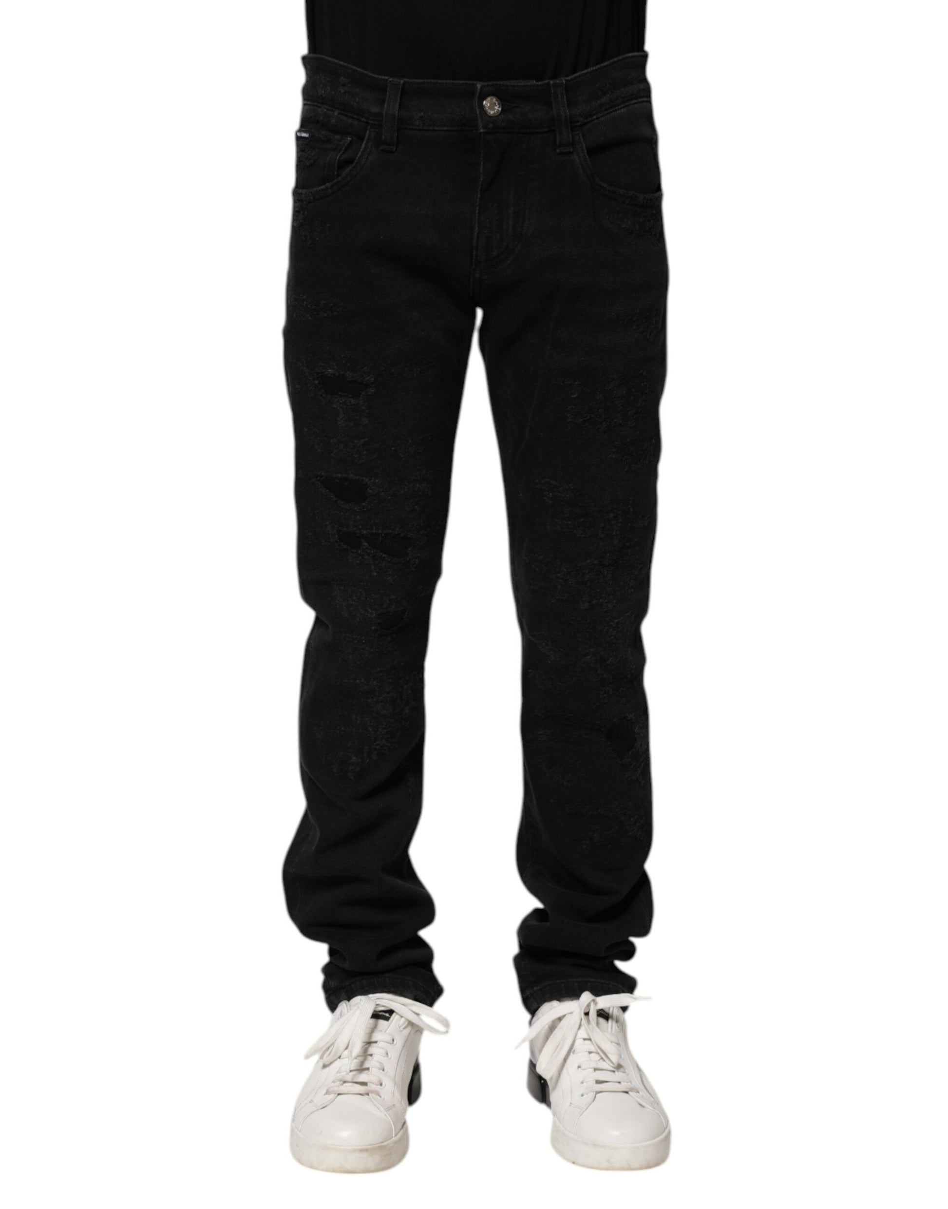 Jeans skinny en denim de coton noir Dolce & Gabbana pour homme