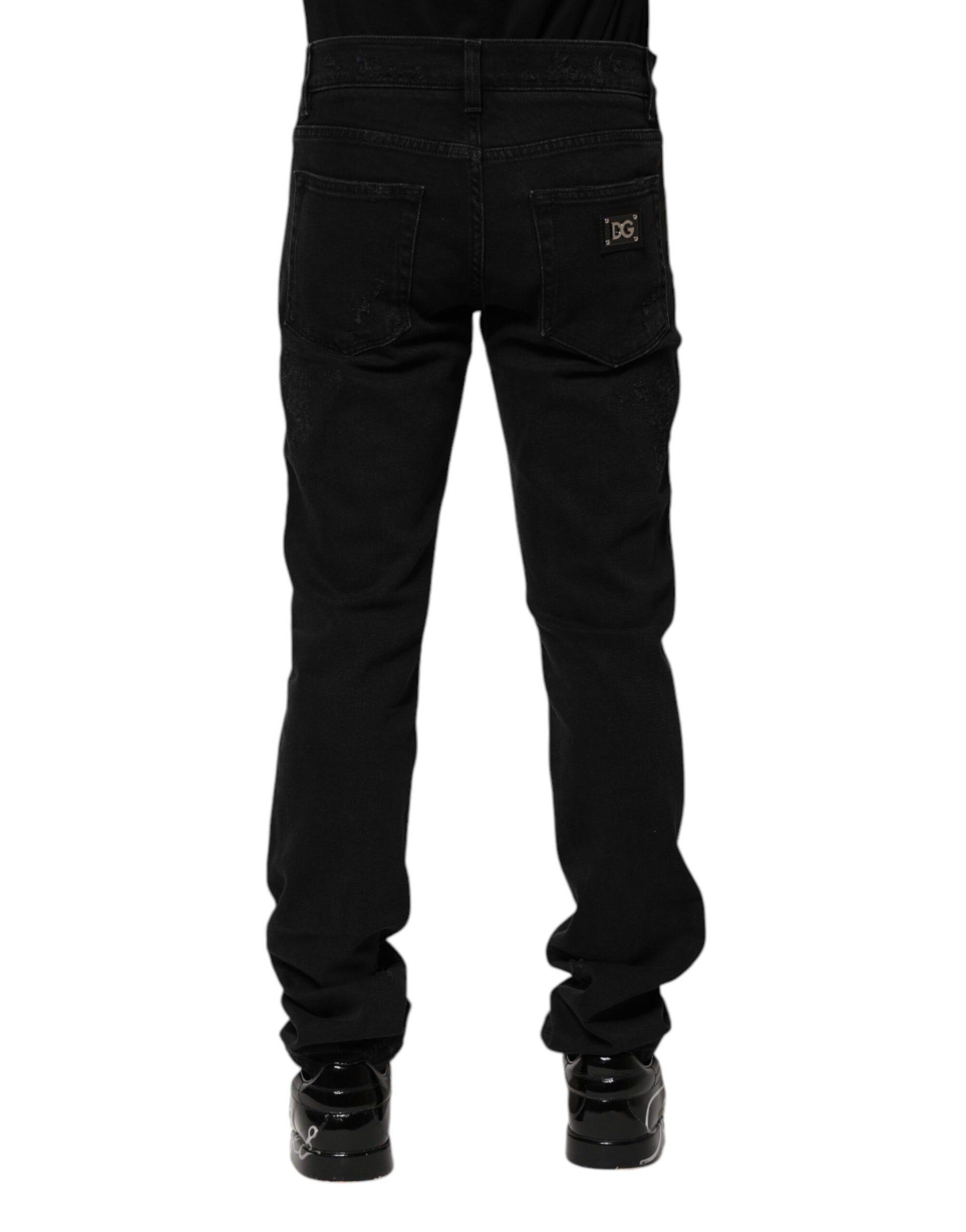 Jeans skinny en denim de coton noir Dolce & Gabbana pour homme