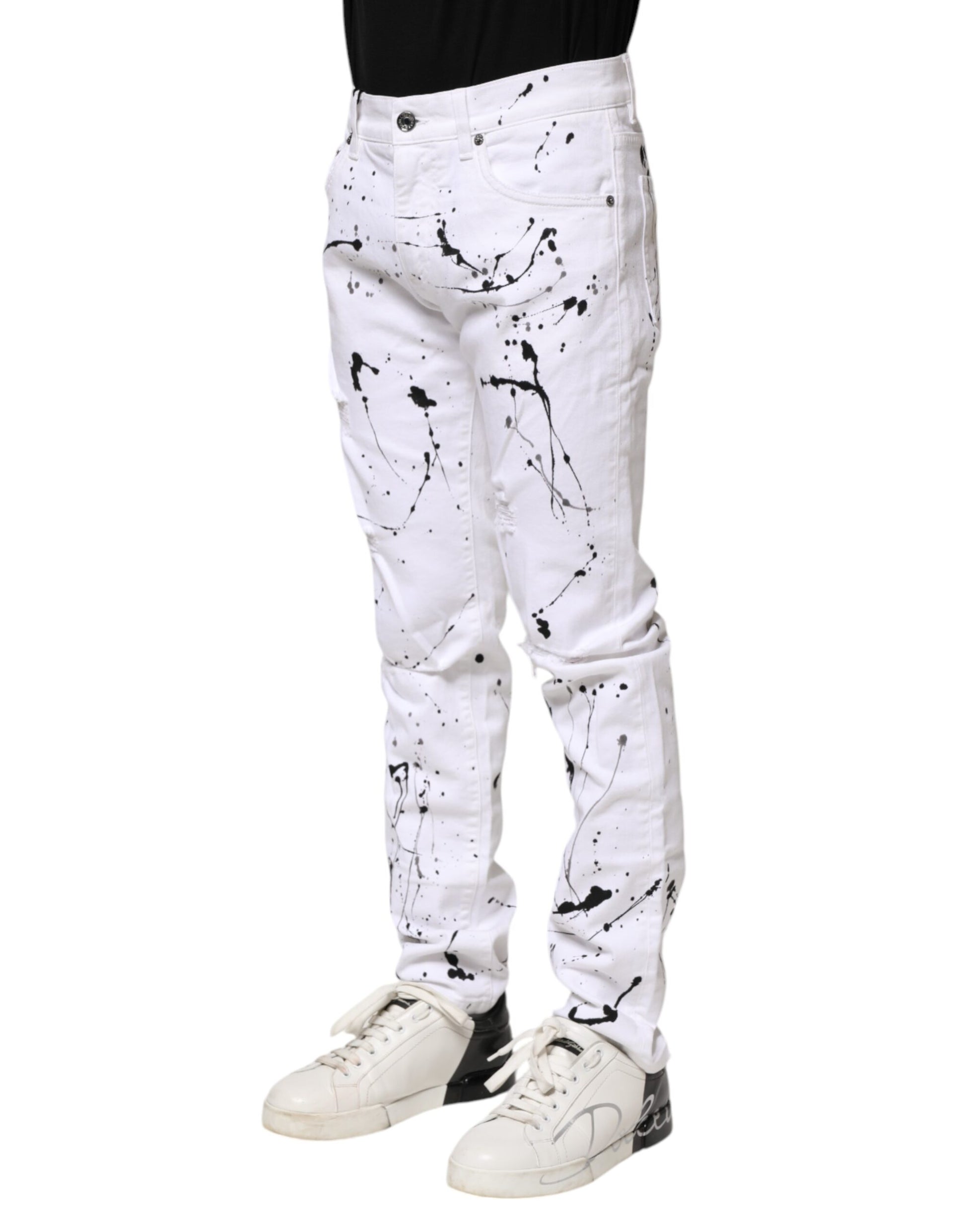 Dolce & Gabbana White Skinny Jeans for Men detail view