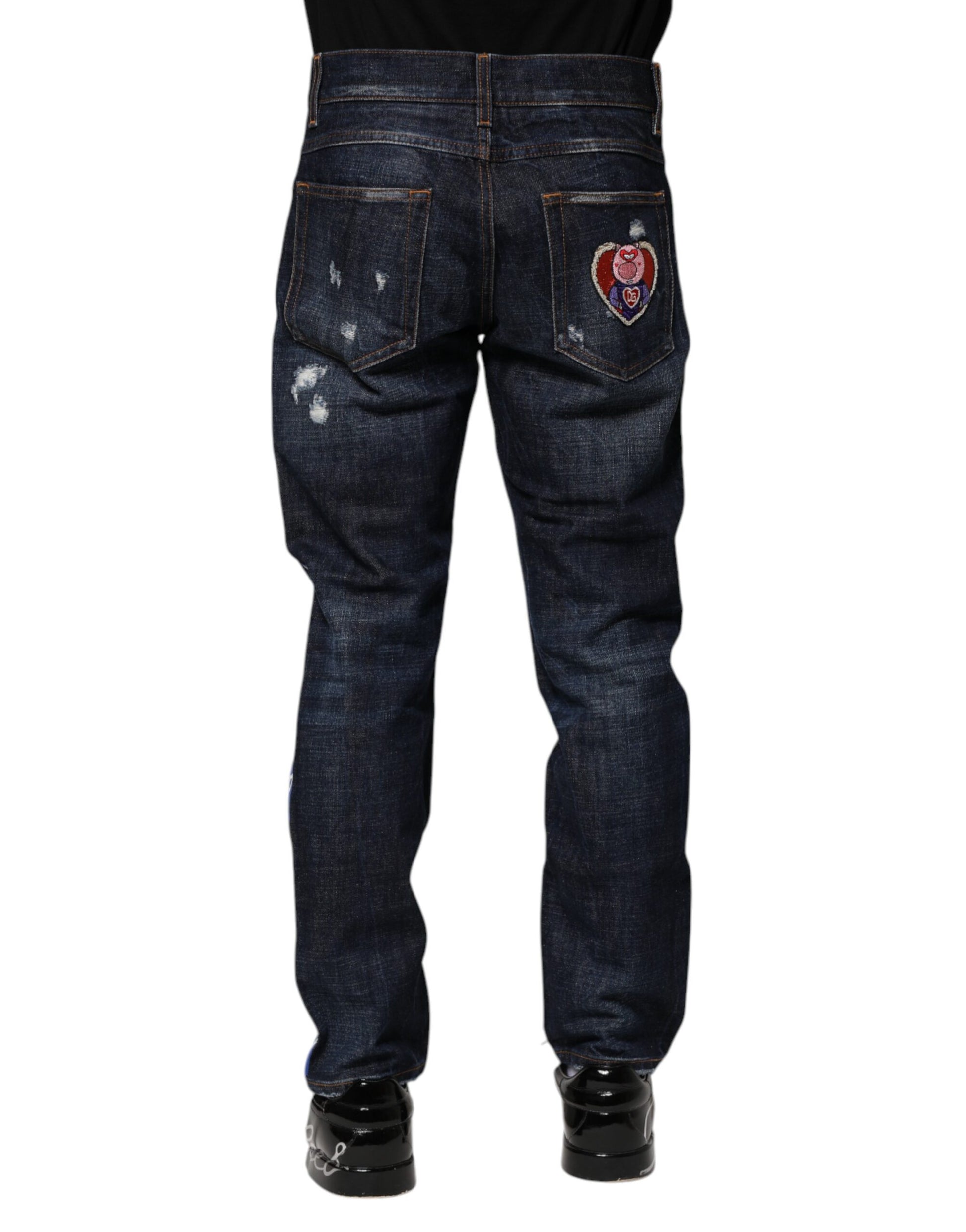 Dolce & Gabbana Blue Skinny Jeans for Men side view