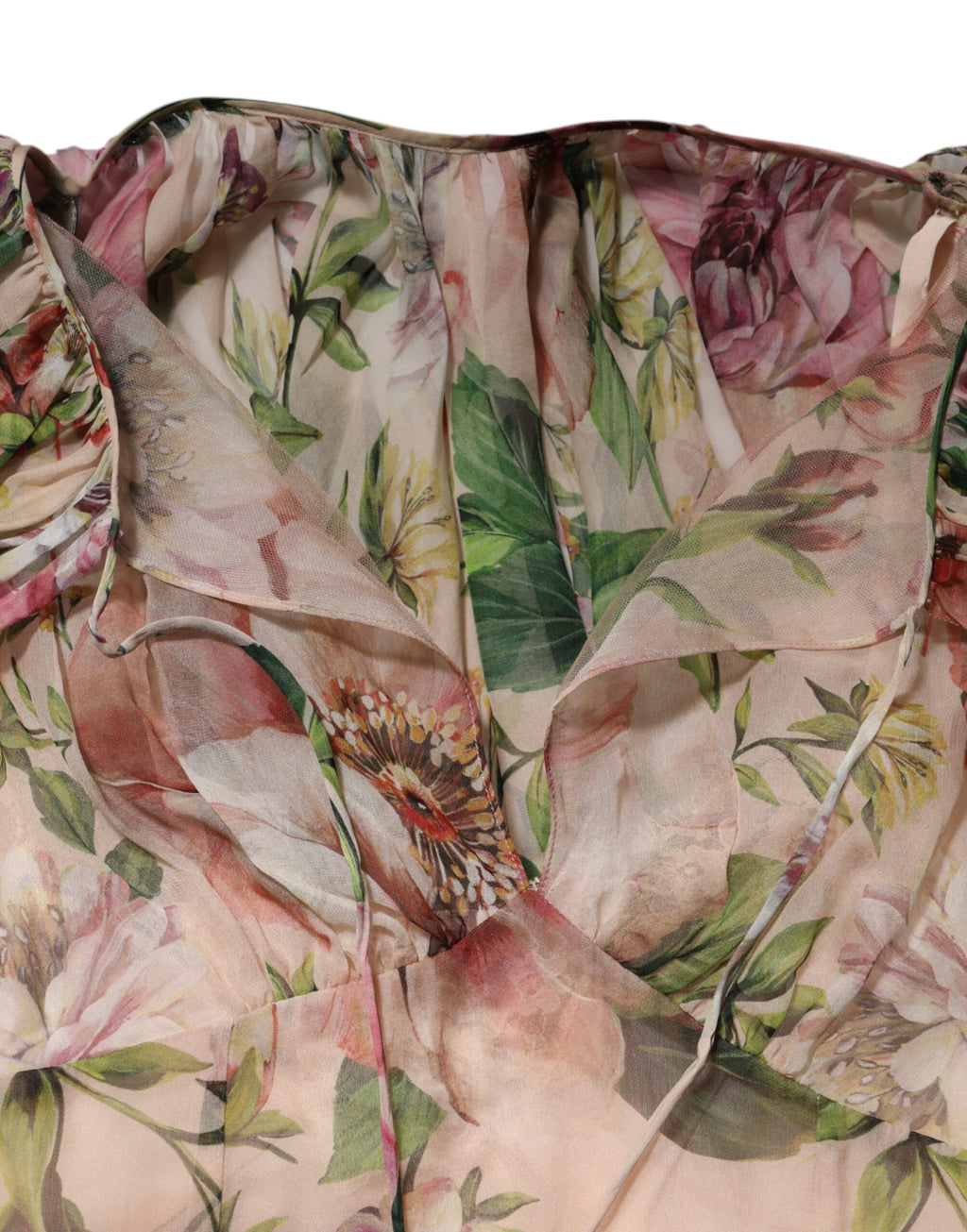 Robe longue à volants imprimée floral rose Dolce & Gabbana