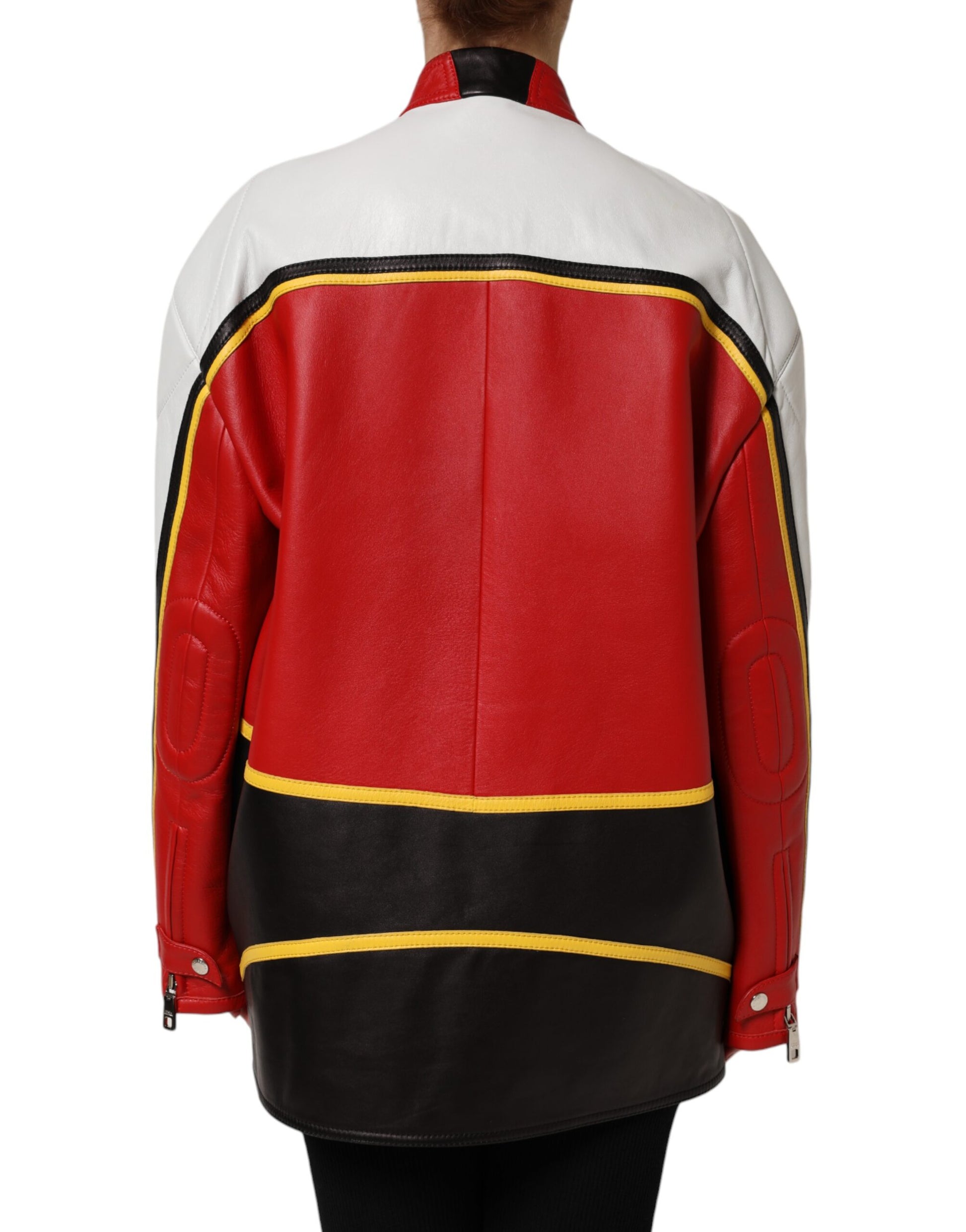 Blouson en cuir multicolore avec fermeture éclair intégrale Dolce & Gabbana