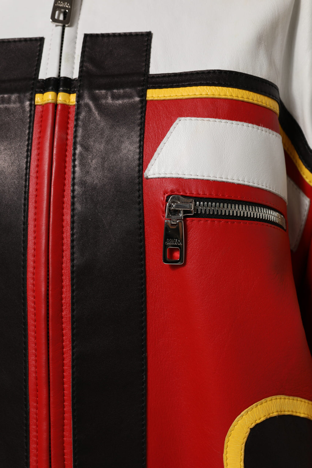 Blouson en cuir multicolore avec fermeture éclair intégrale Dolce & Gabbana
