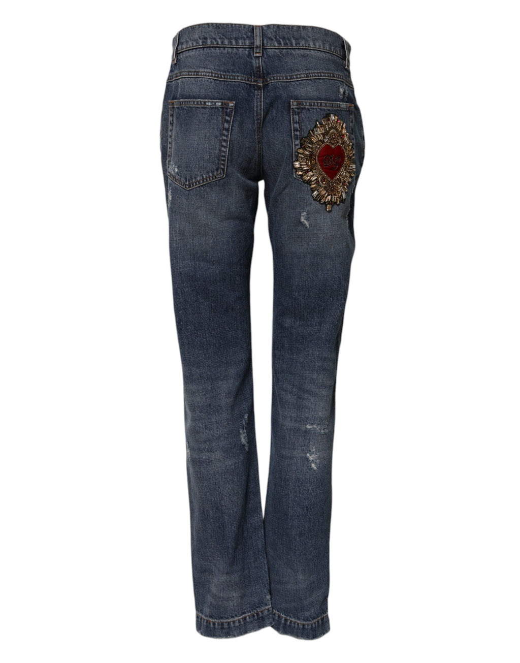 Jean en denim déchiré coupe décontractée en coton bleu Dolce & Gabbana
