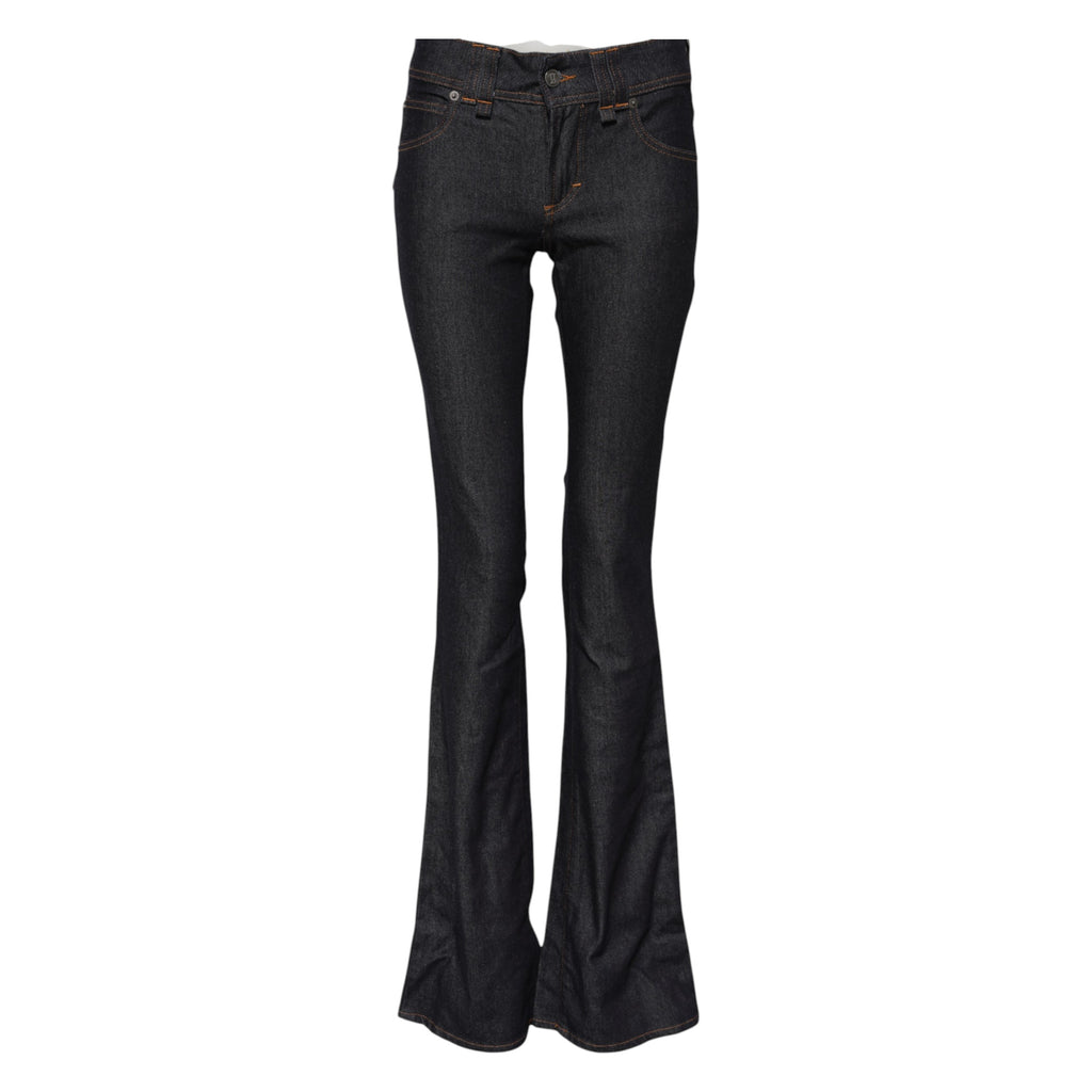 Jeans en denim John Galliano bleu, taille mi-haute, coupe large en coton