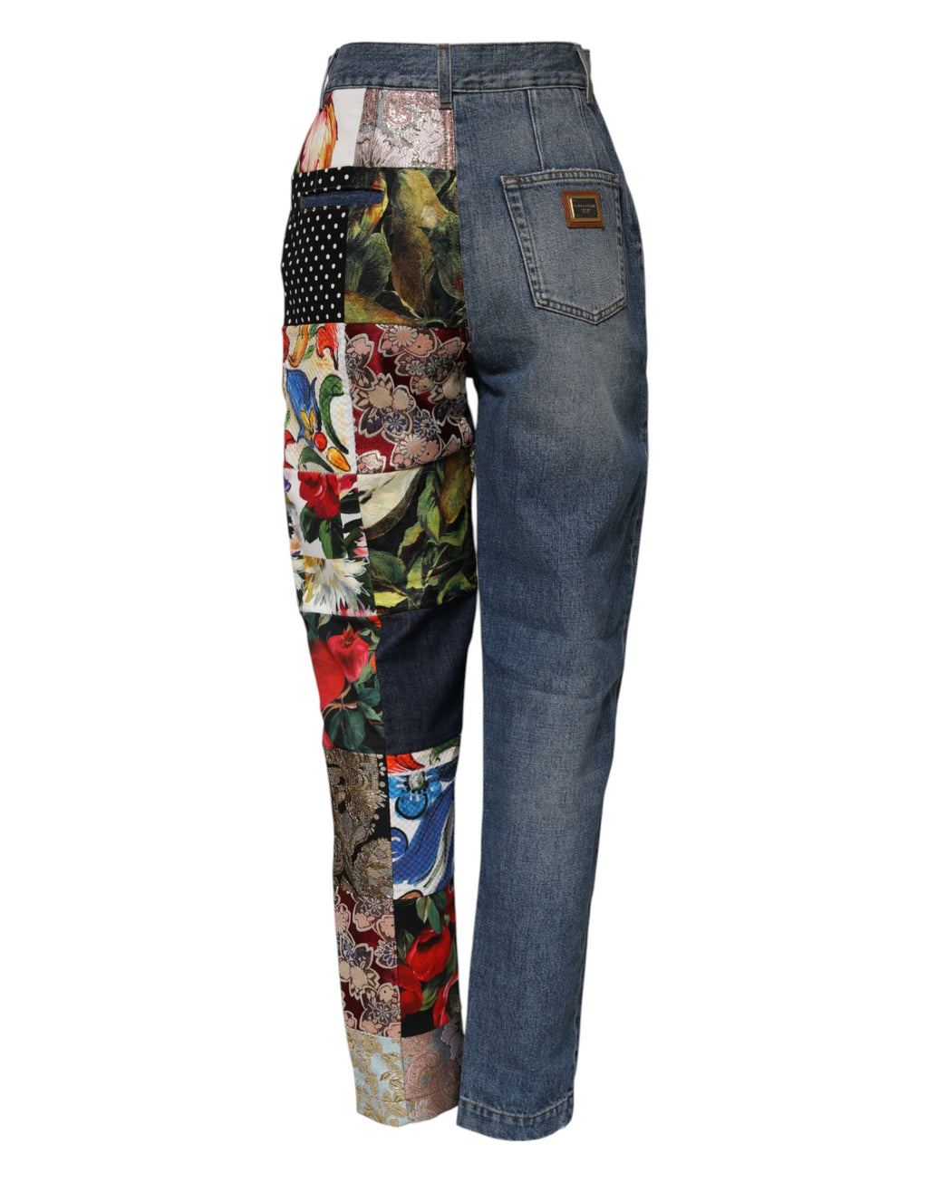 Jean en denim taille haute Dolce & Gabbana bleu AMBER patchwork