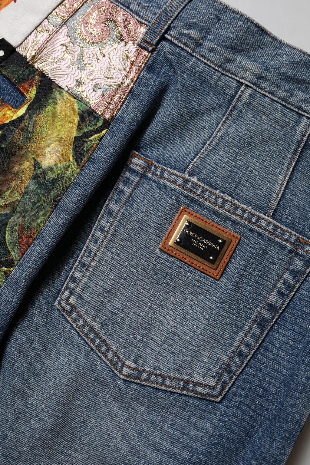 Jean en denim taille haute Dolce & Gabbana bleu AMBER patchwork