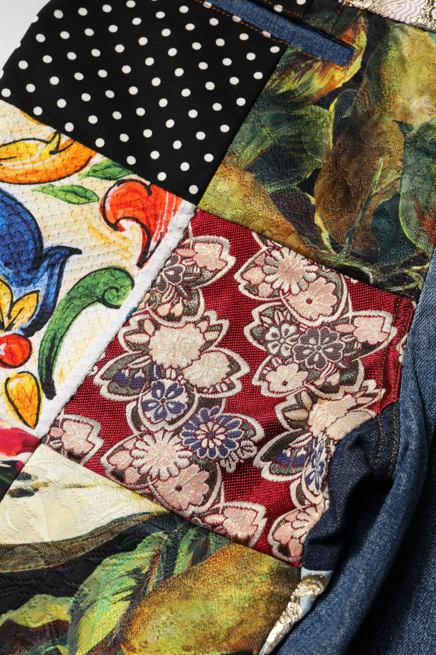 Jean en denim taille haute Dolce & Gabbana bleu AMBER patchwork