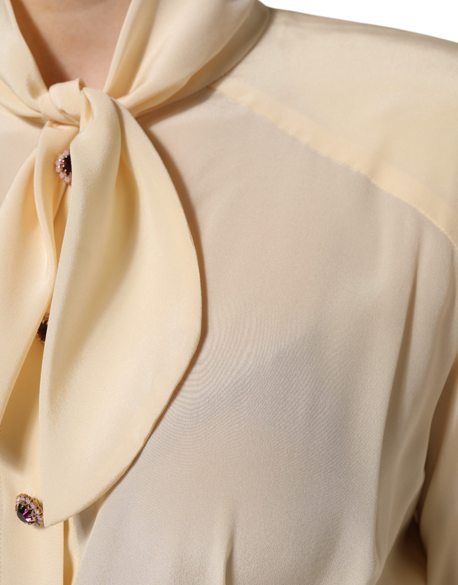 Chemisier Dolce & Gabbana col lavallière boutonné jaune clair