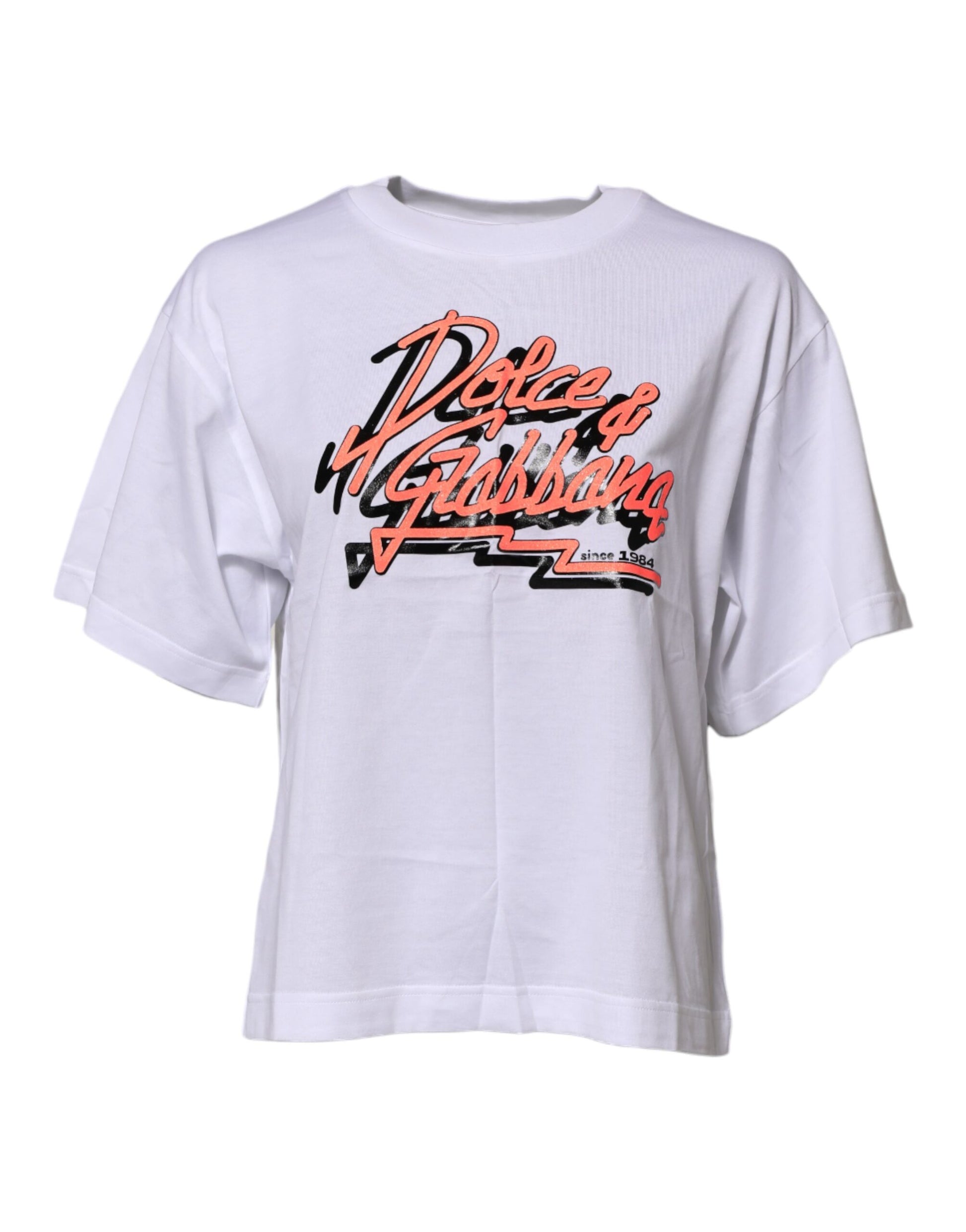 T-shirt col rond Dolce & Gabbana en coton blanc à imprimé graphique